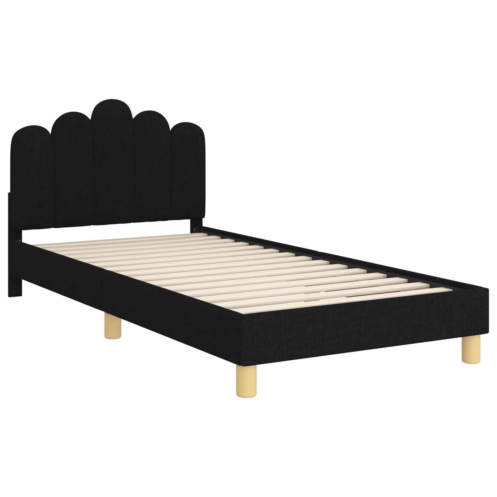 Kinderbettgestell mit Kopfteil Schwarz 90 x 190 cm Stoff