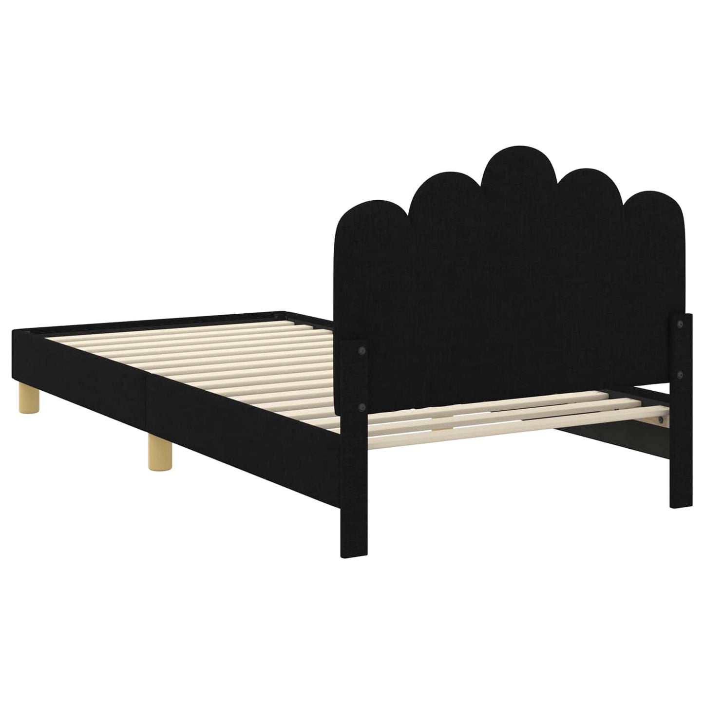 Kinderbettgestell mit Kopfteil Schwarz 90 x 190 cm Stoff