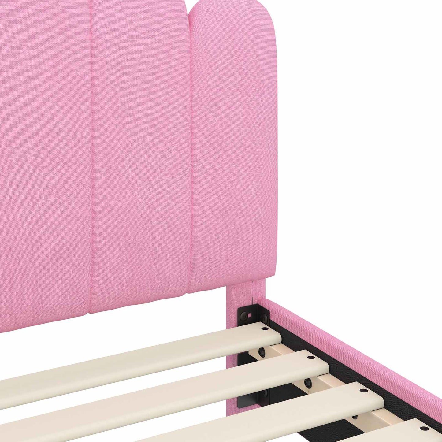 Kinderbettgestell mit Kopfteil Rosa 90 x 190 cm Stoff