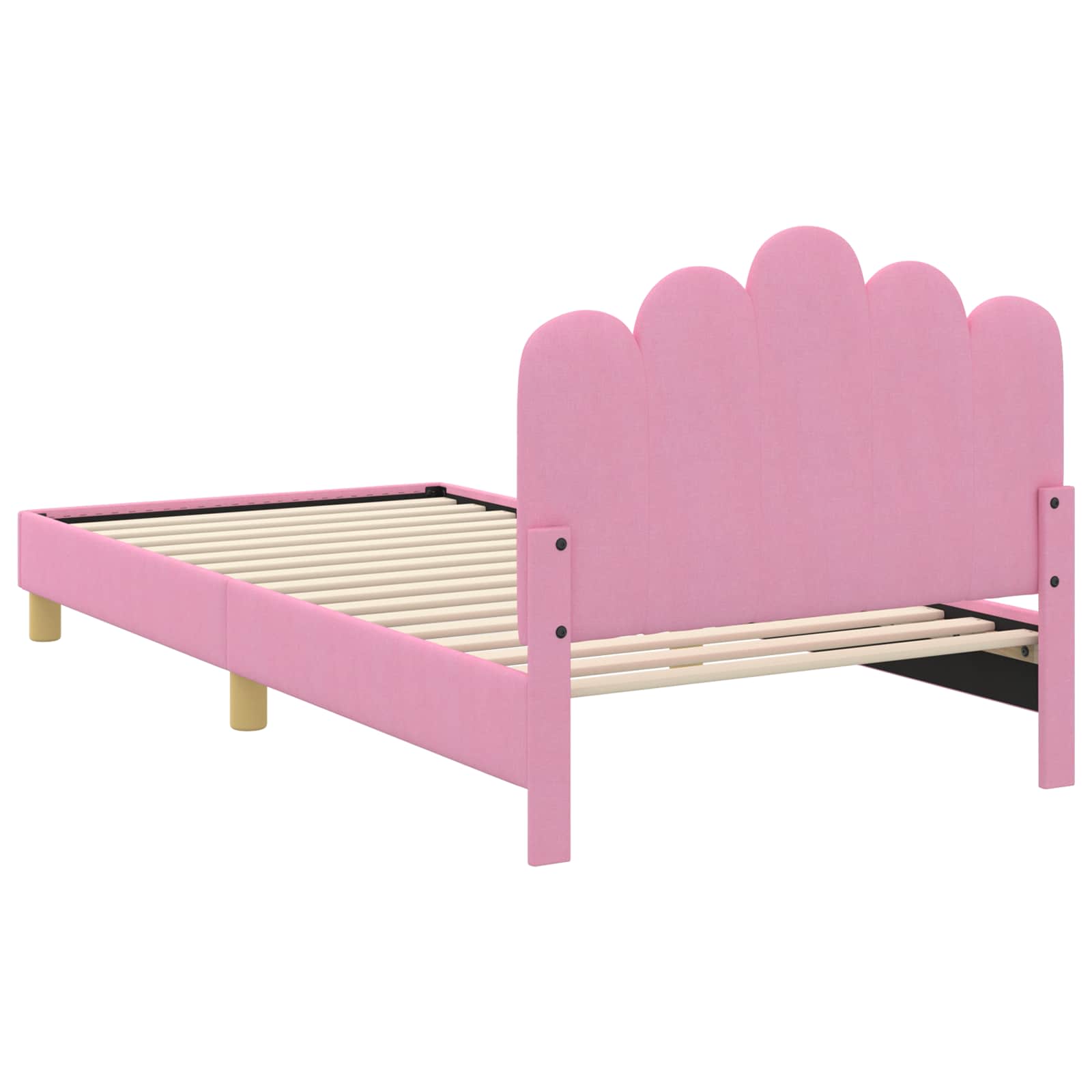 Kinderbettgestell mit Kopfteil Rosa 90 x 190 cm Stoff