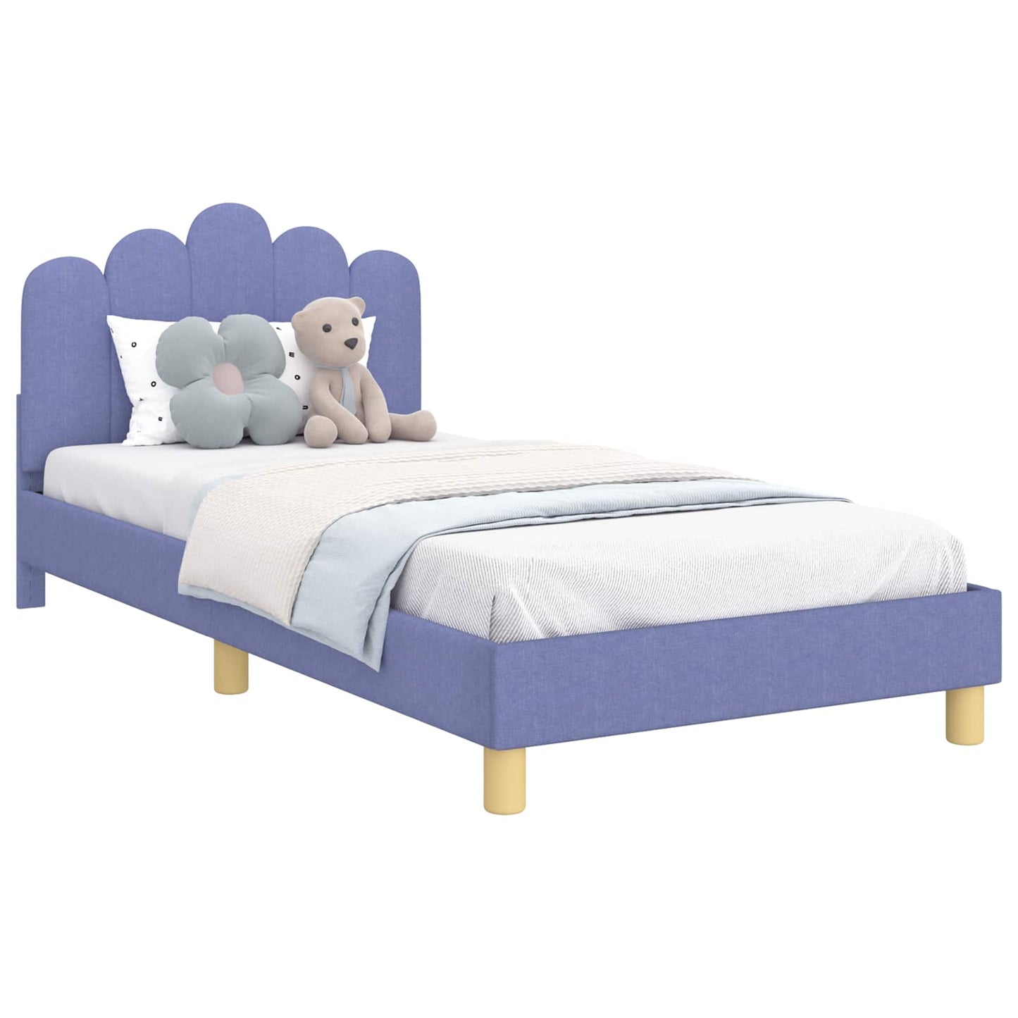 Kinderbettgestell mit Kopfteil Jeans blau 90 x 190 cm Stoff