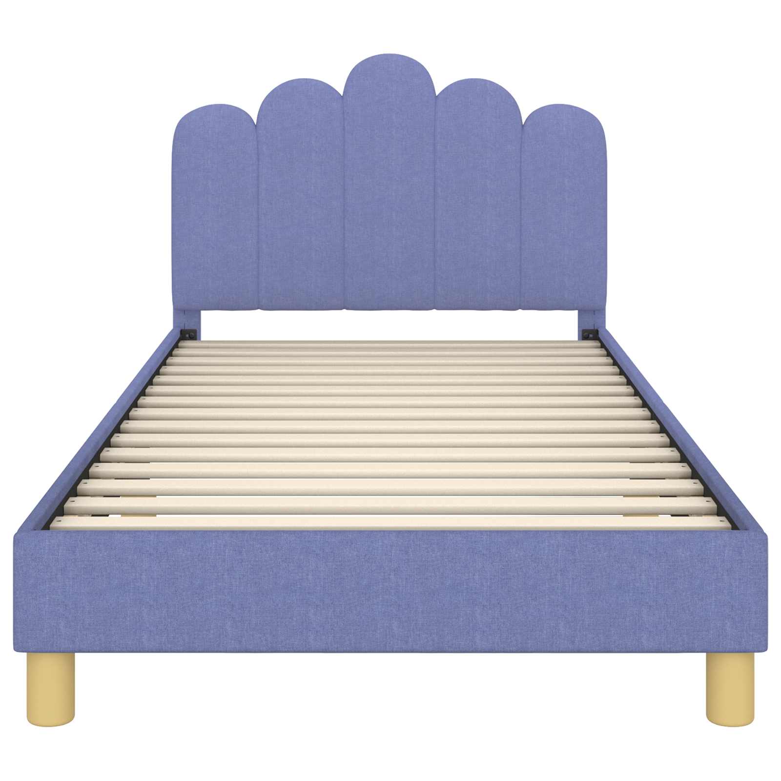 Kinderbettgestell mit Kopfteil Jeans blau 90 x 190 cm Stoff
