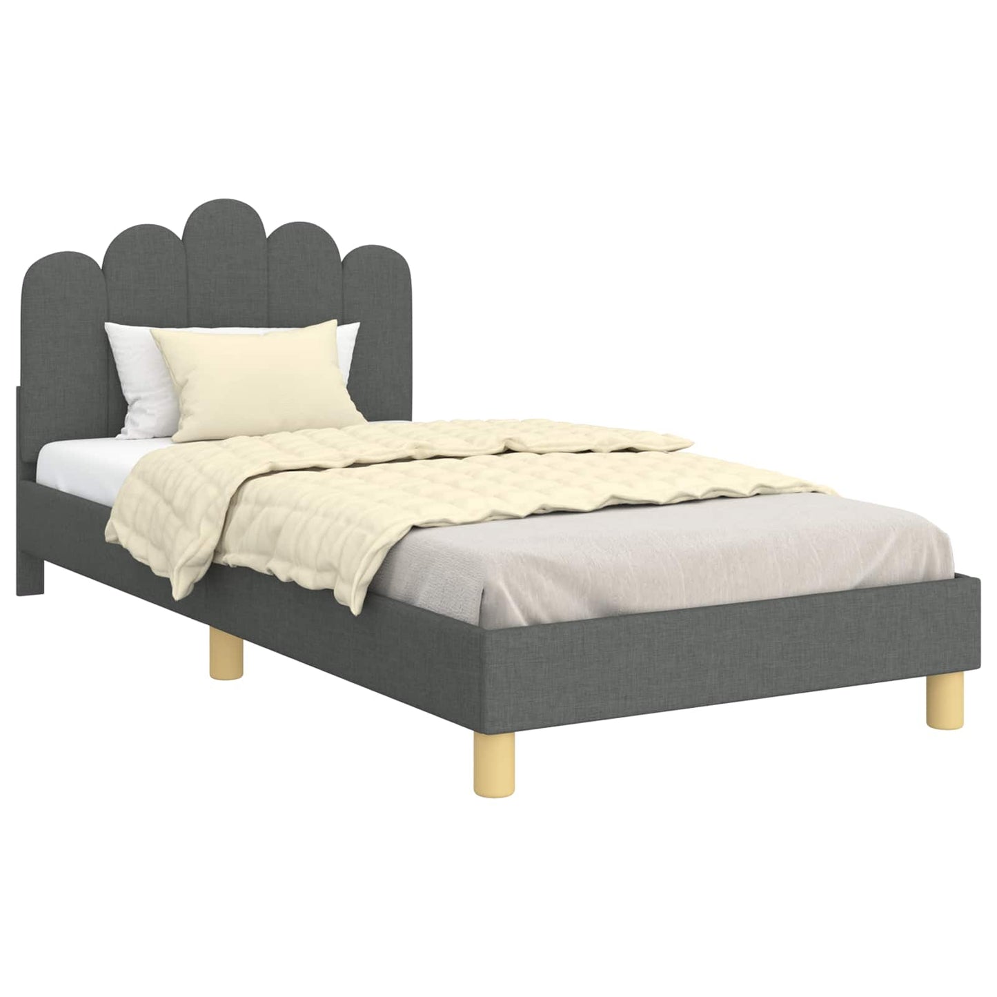 Kinderbettgestell mit Kopfteil Dunkelgrau 90 x 200 cm Stoff