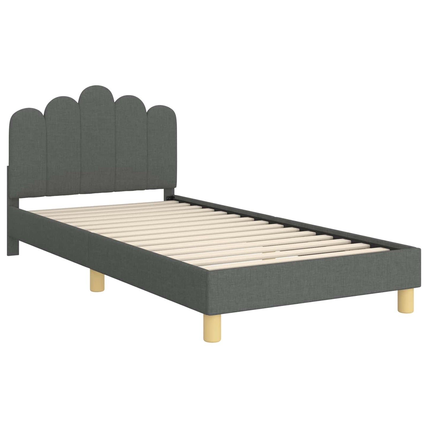 Kinderbettgestell mit Kopfteil Dunkelgrau 90 x 200 cm Stoff