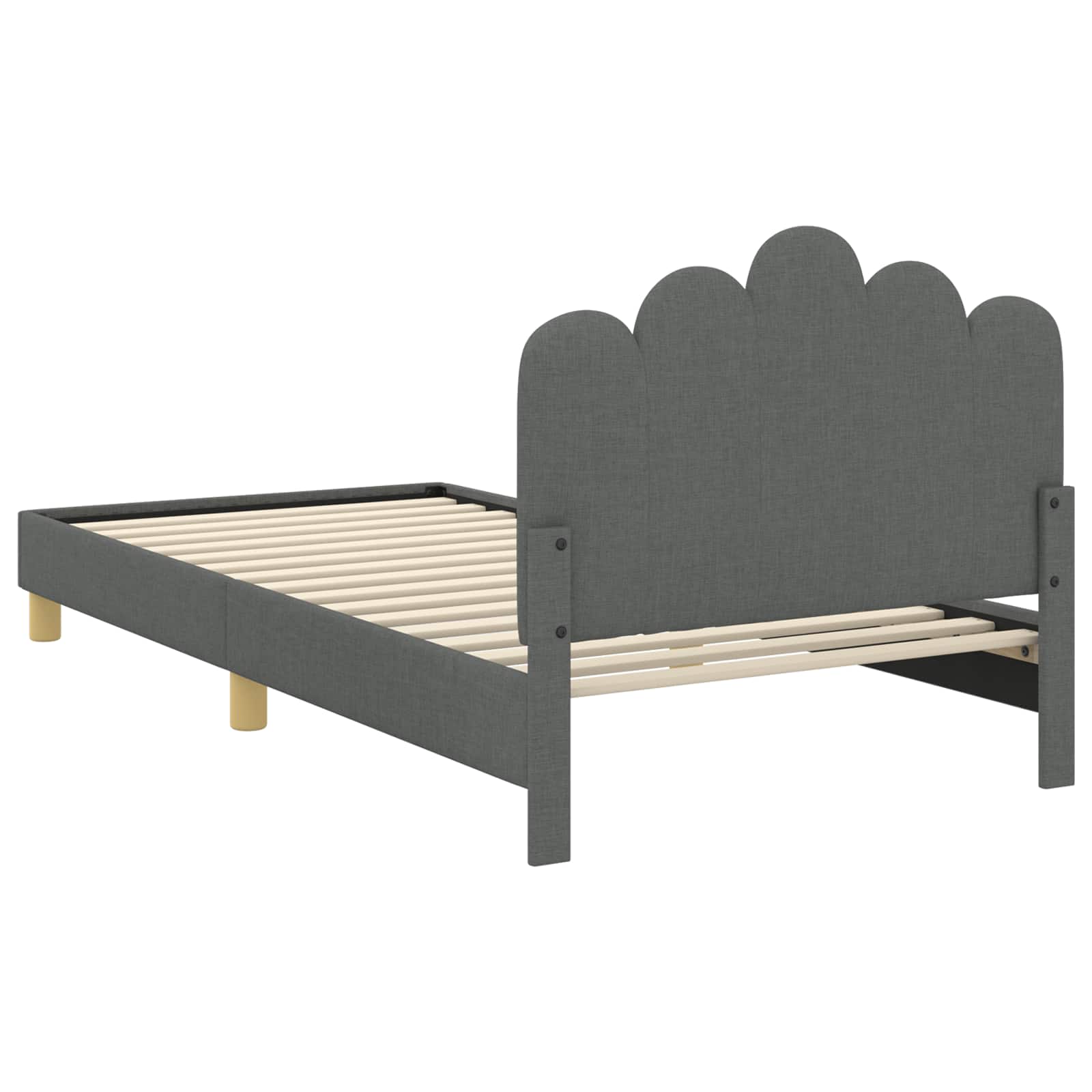 Kinderbettgestell mit Kopfteil Dunkelgrau 90 x 200 cm Stoff