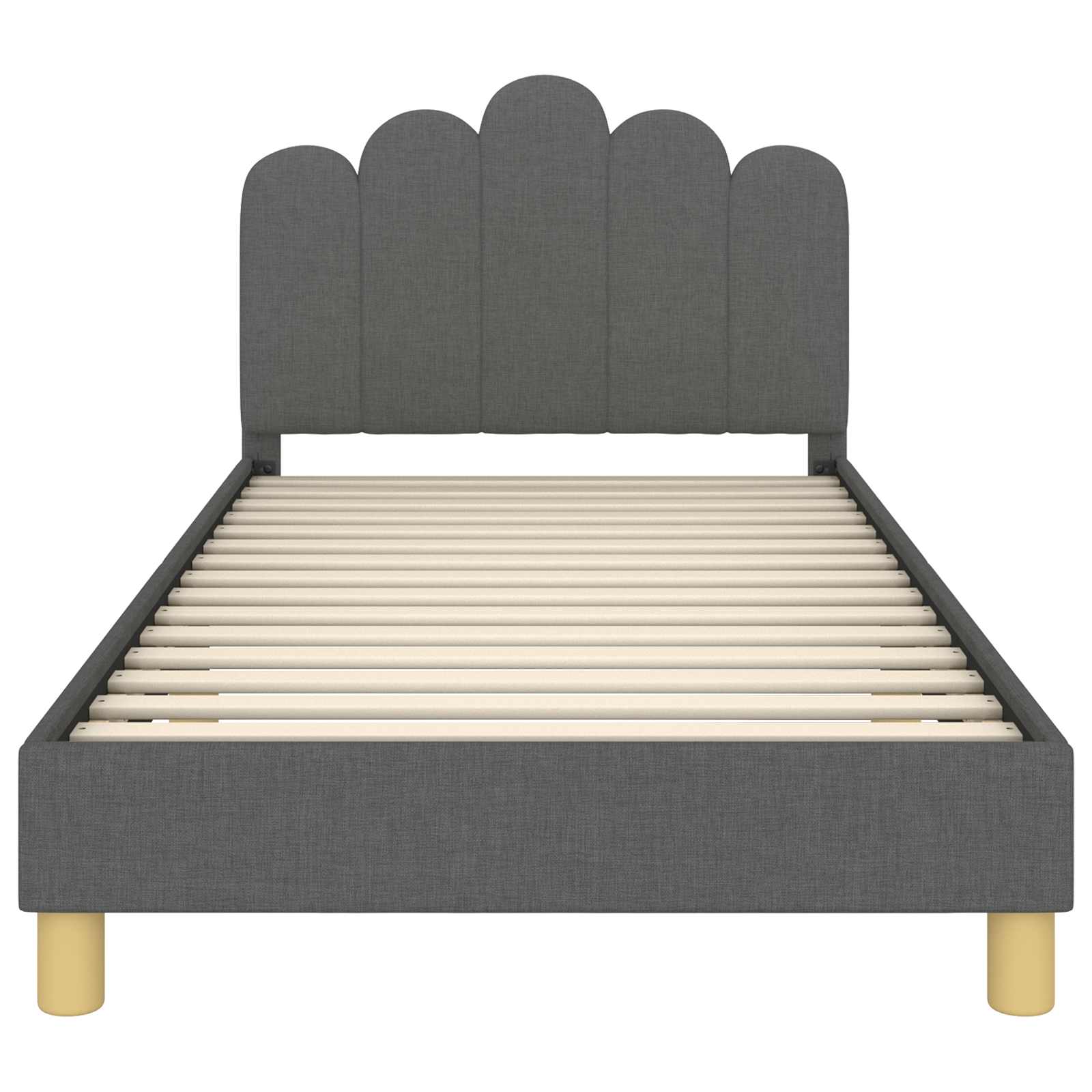Kinderbettgestell mit Kopfteil Dunkelgrau 90 x 200 cm Stoff