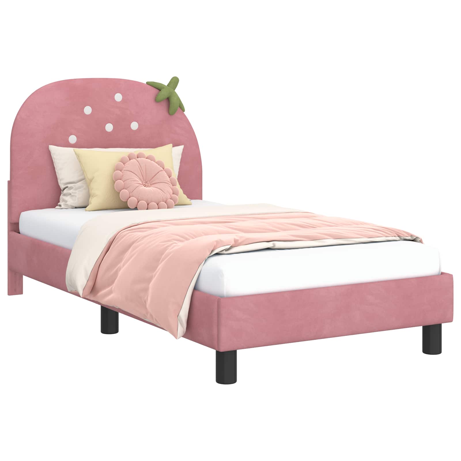 Kinderbettgestell mit Kopfteil Rosa 80 x 160 cm Samt