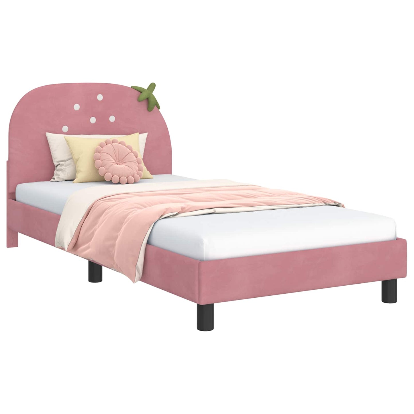 Kinderbettgestell mit Kopfteil Rosa 90 x 190 cm Samt