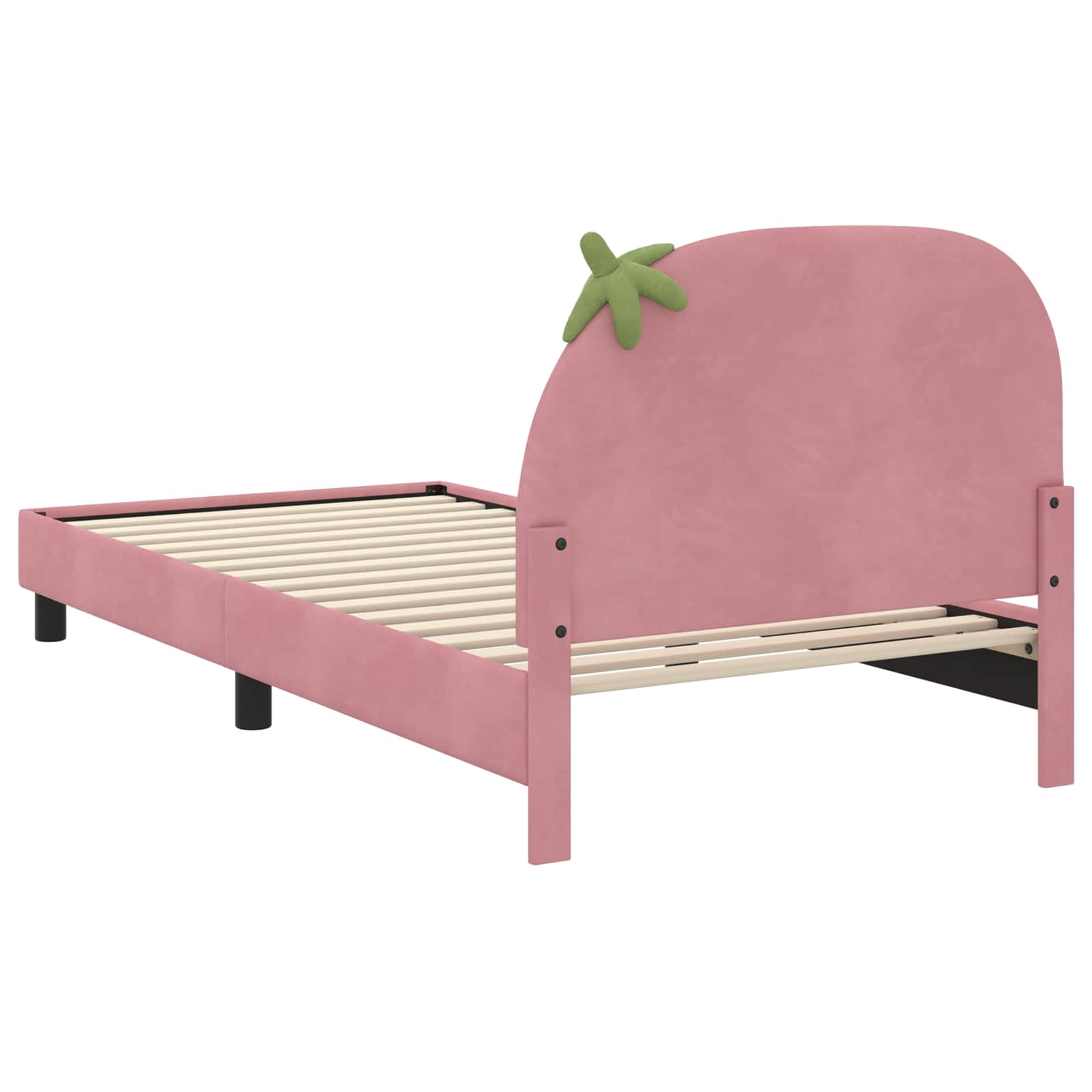 Kinderbettgestell mit Kopfteil Rosa 90 x 190 cm Samt