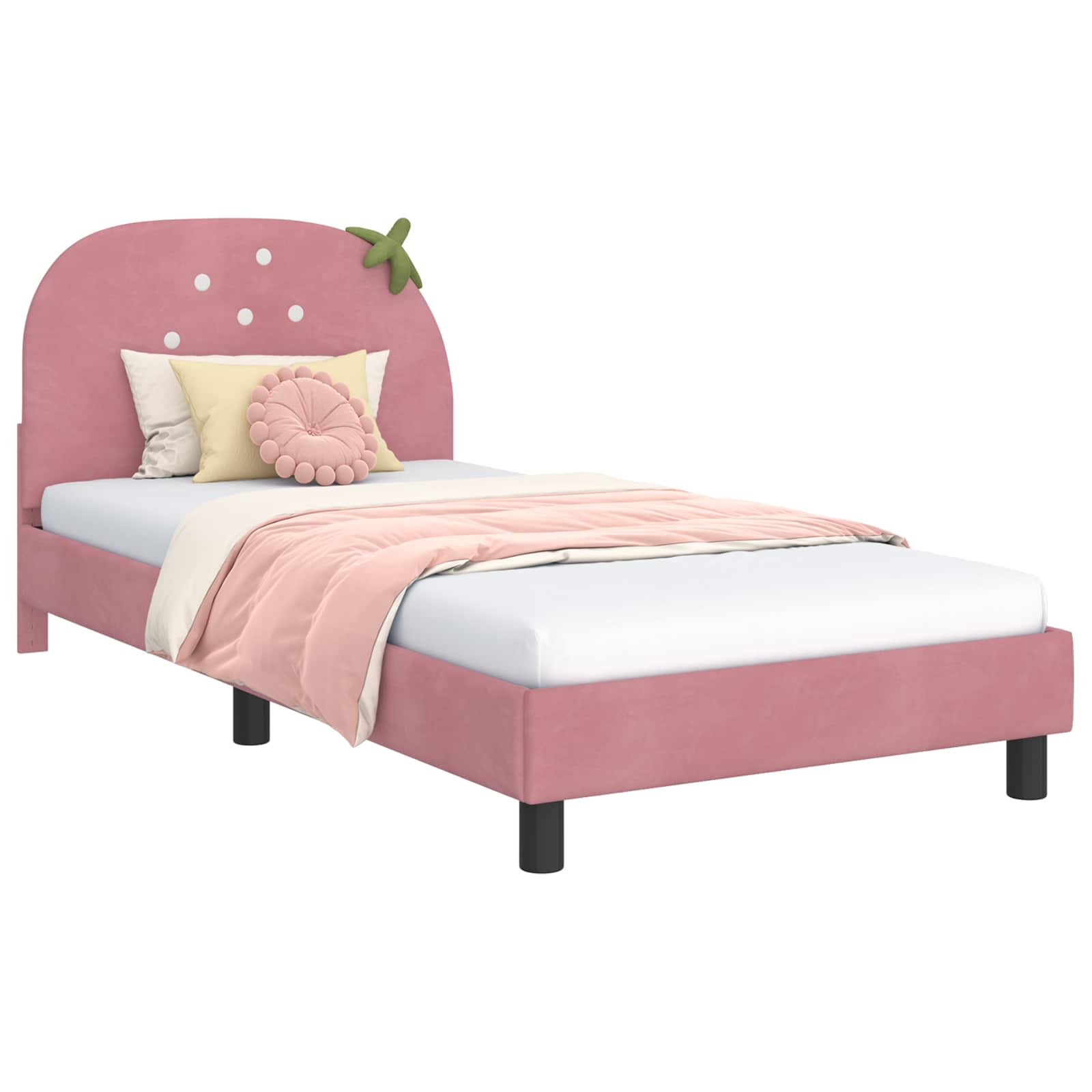 Kinderbettgestell mit Kopfteil Rosa 90 x 200 cm Samt
