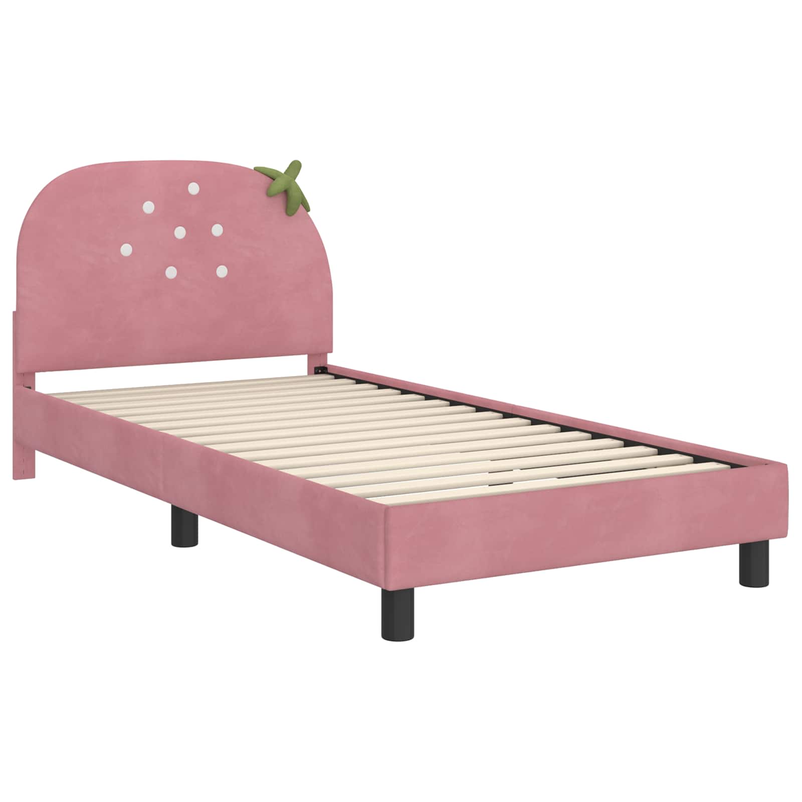 Kinderbettgestell mit Kopfteil Rosa 90 x 200 cm Samt