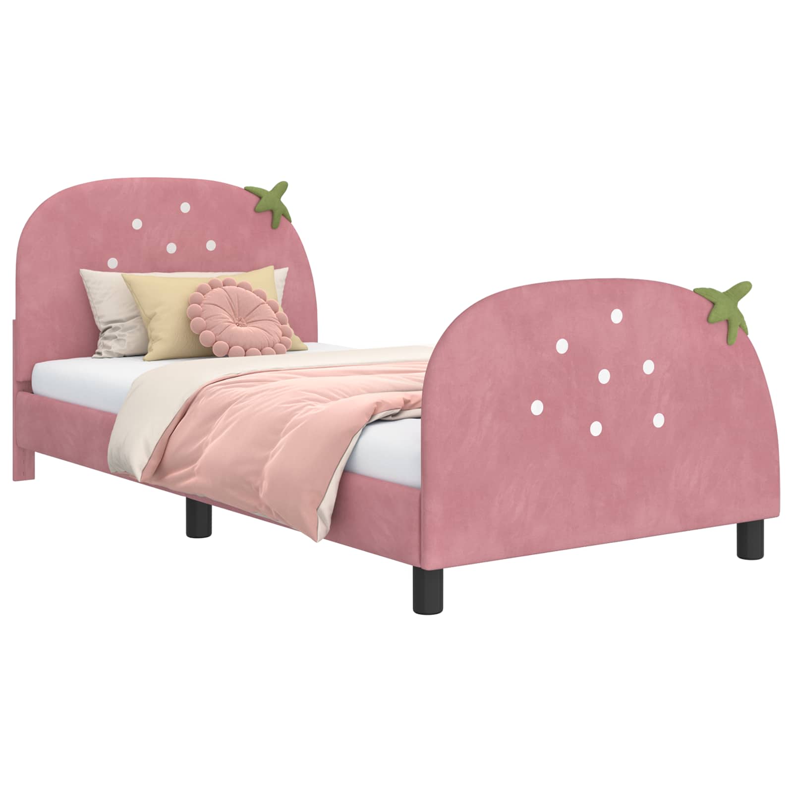 Kinderbettgestell mit Kopfteil Rosa 90 x 200 cm Samt