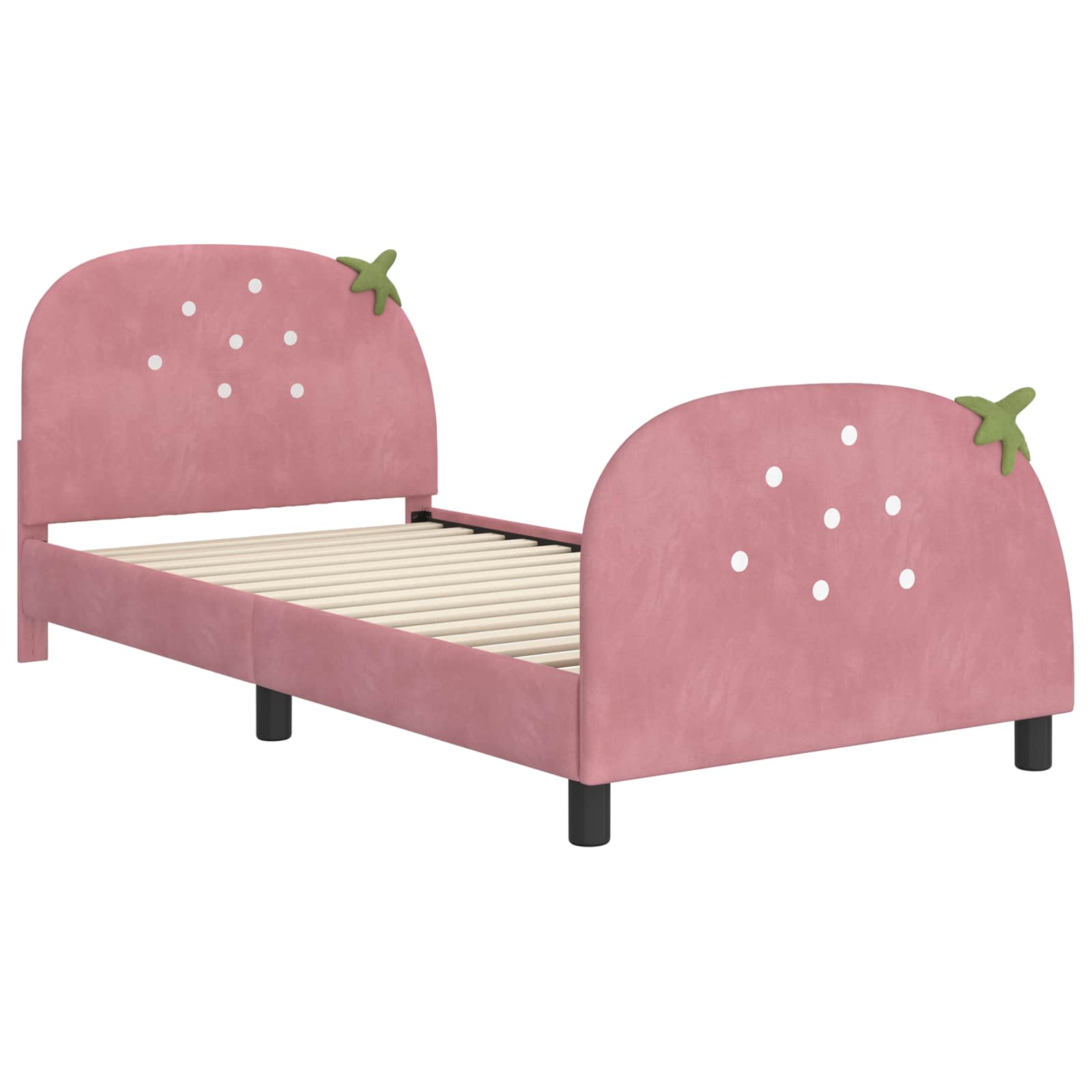 Kinderbettgestell mit Kopfteil Rosa 90 x 200 cm Samt