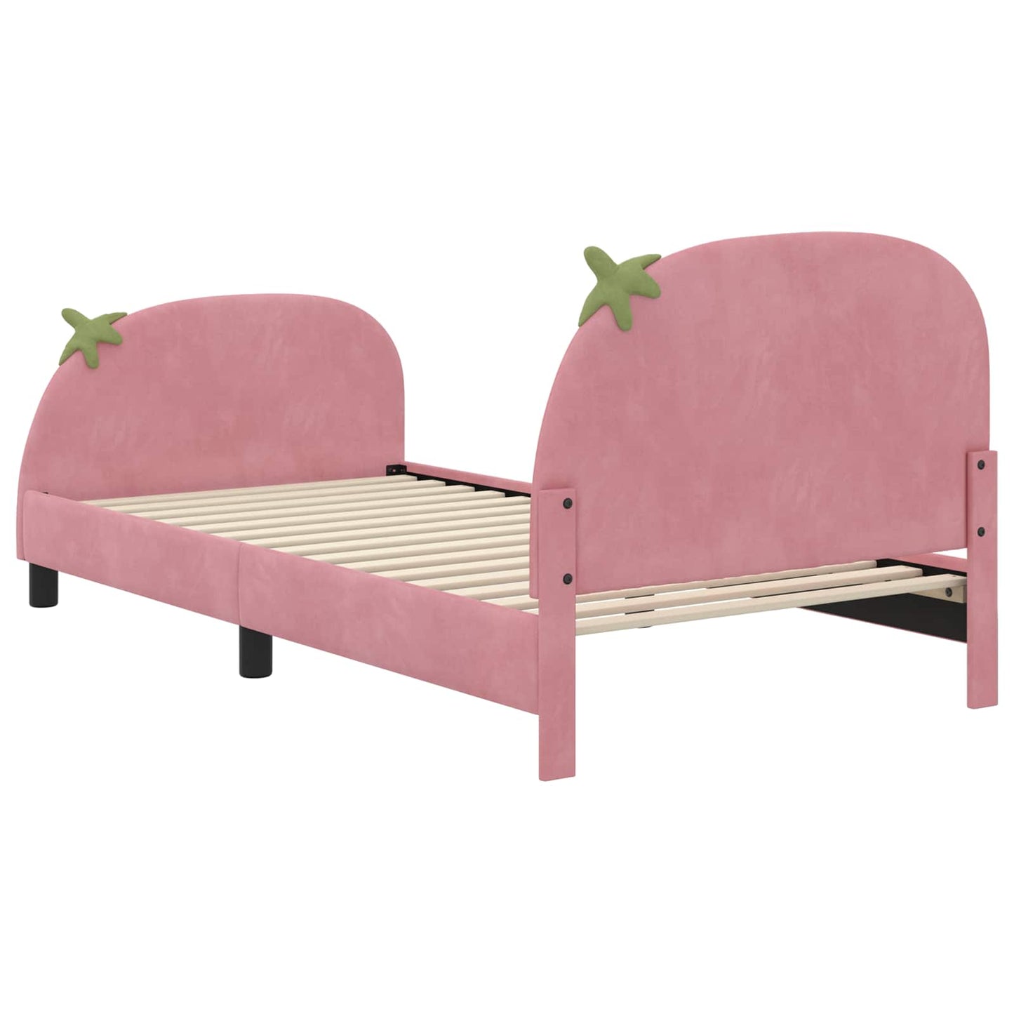 Kinderbettgestell mit Kopfteil Rosa 90 x 200 cm Samt