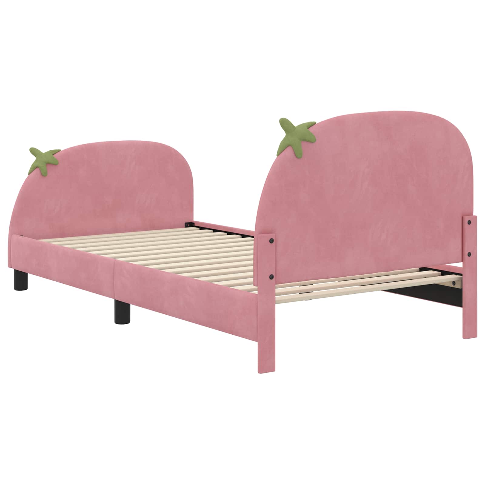 Kinderbettgestell mit Kopfteil Rosa 90 x 200 cm Samt
