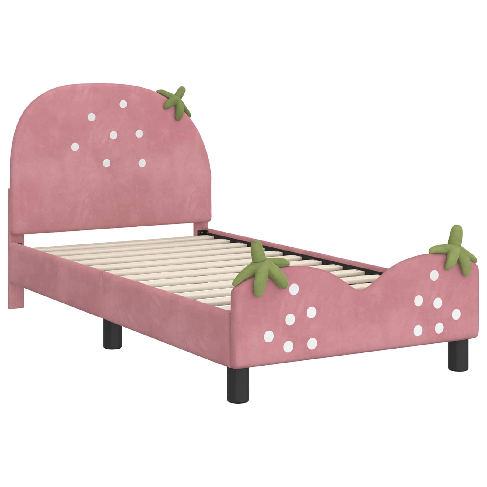 Kinderbettgestell mit Kopfteil Rosa 80 x 160 cm Samt