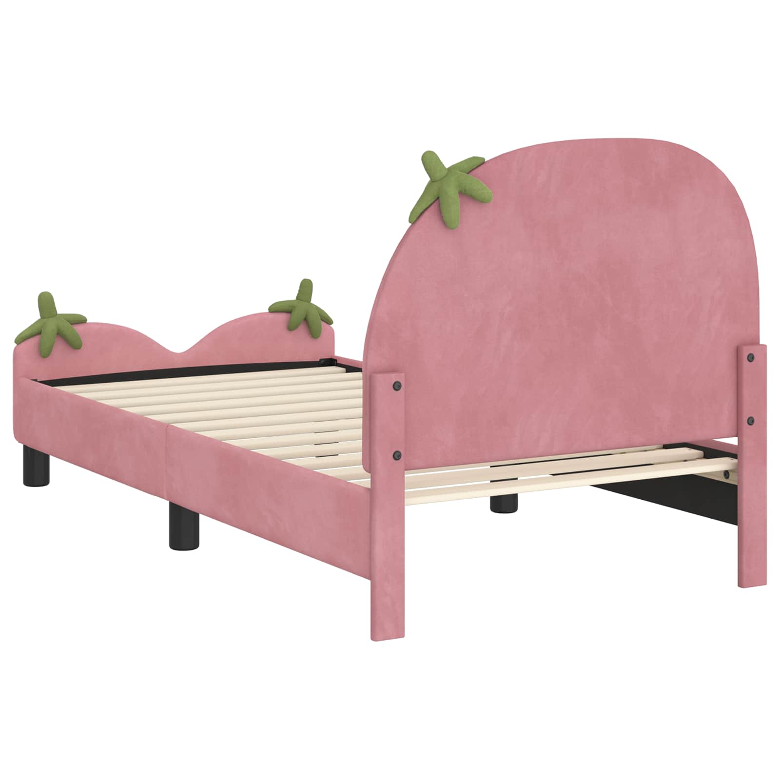 Kinderbettgestell mit Kopfteil Rosa 80 x 160 cm Samt
