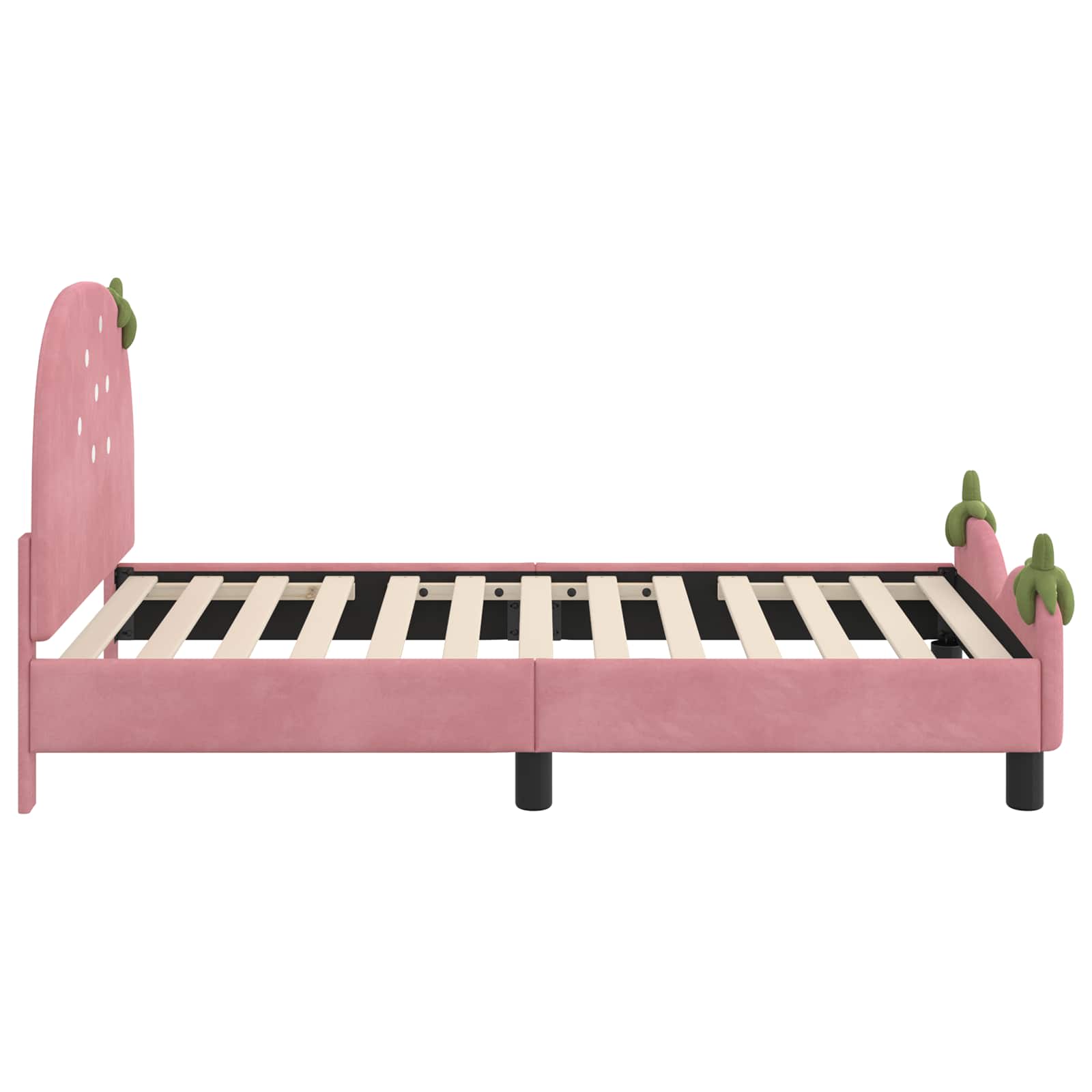 Kinderbettgestell mit Kopfteil Rosa 80 x 160 cm Samt