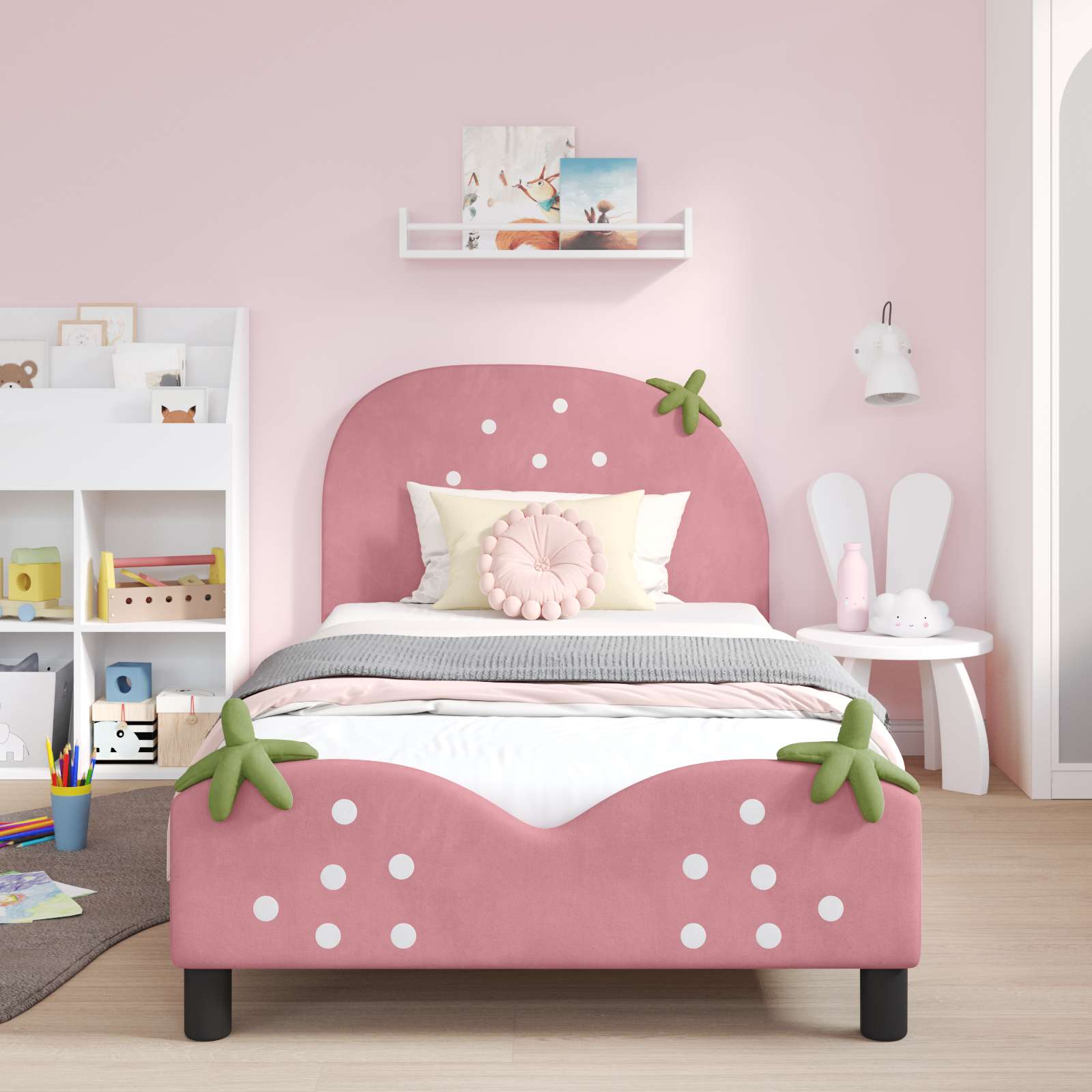 Kinderbettgestell mit Kopfteil Rosa 80 x 200 cm Samt