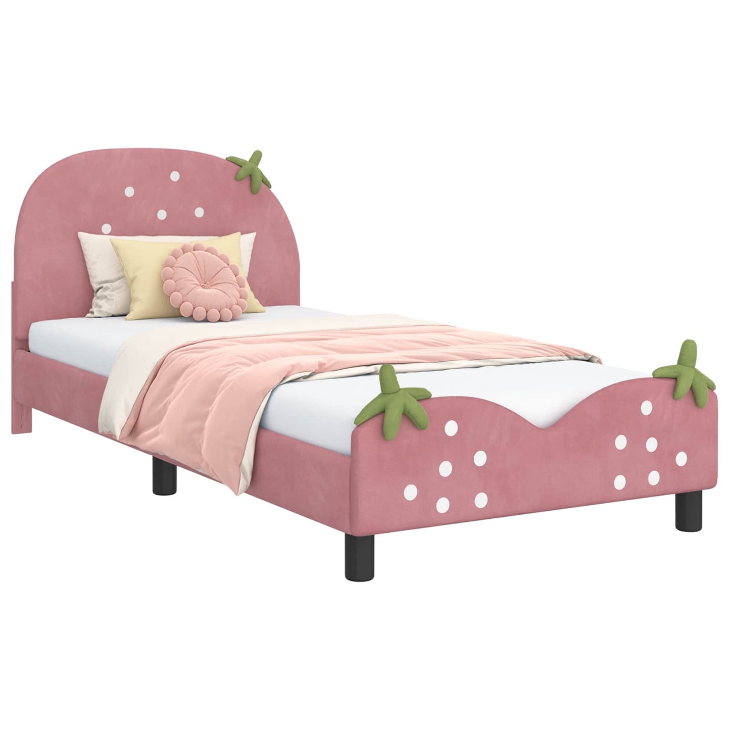 Kinderbettgestell mit Kopfteil Rosa 80 x 200 cm Samt