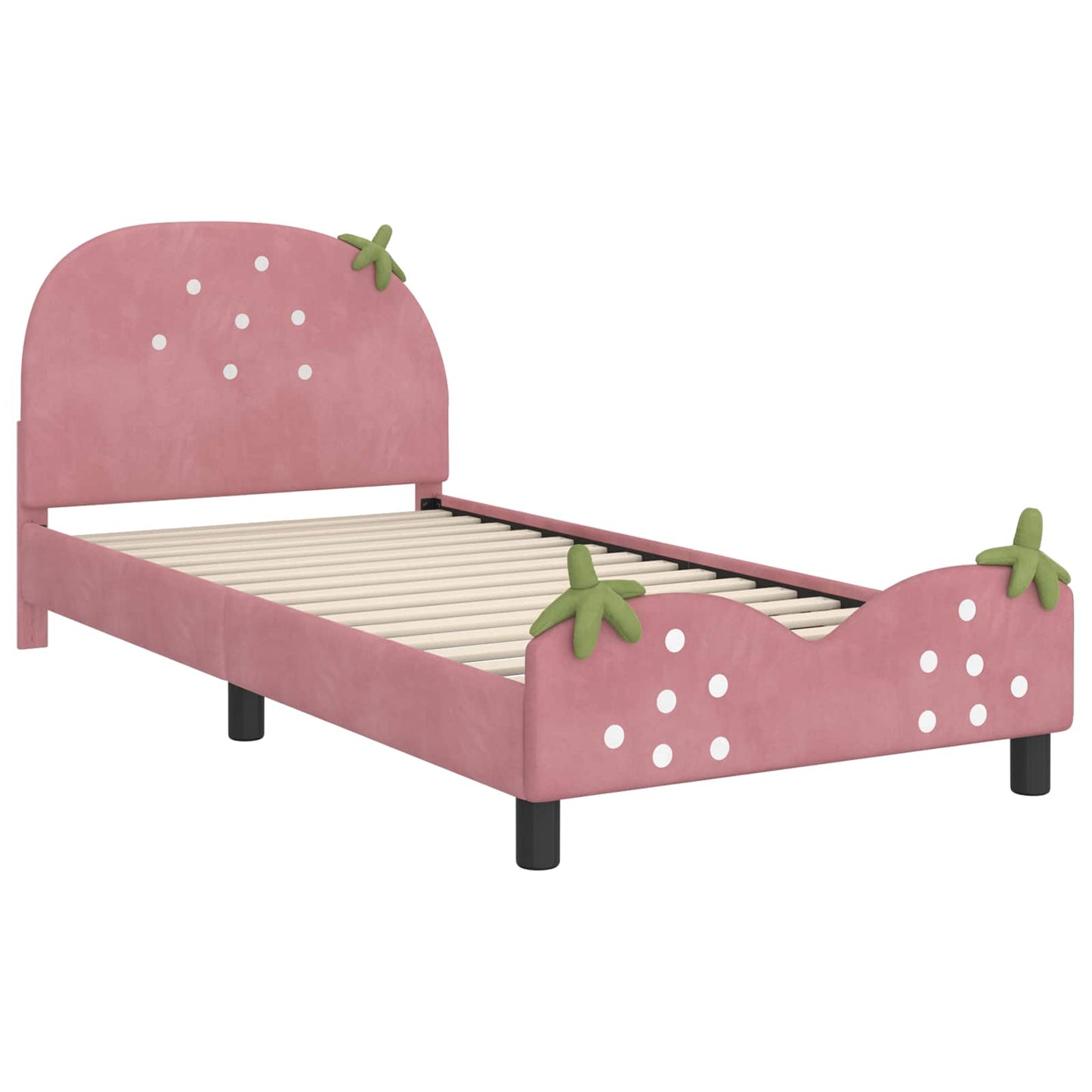 Kinderbettgestell mit Kopfteil Rosa 80 x 200 cm Samt