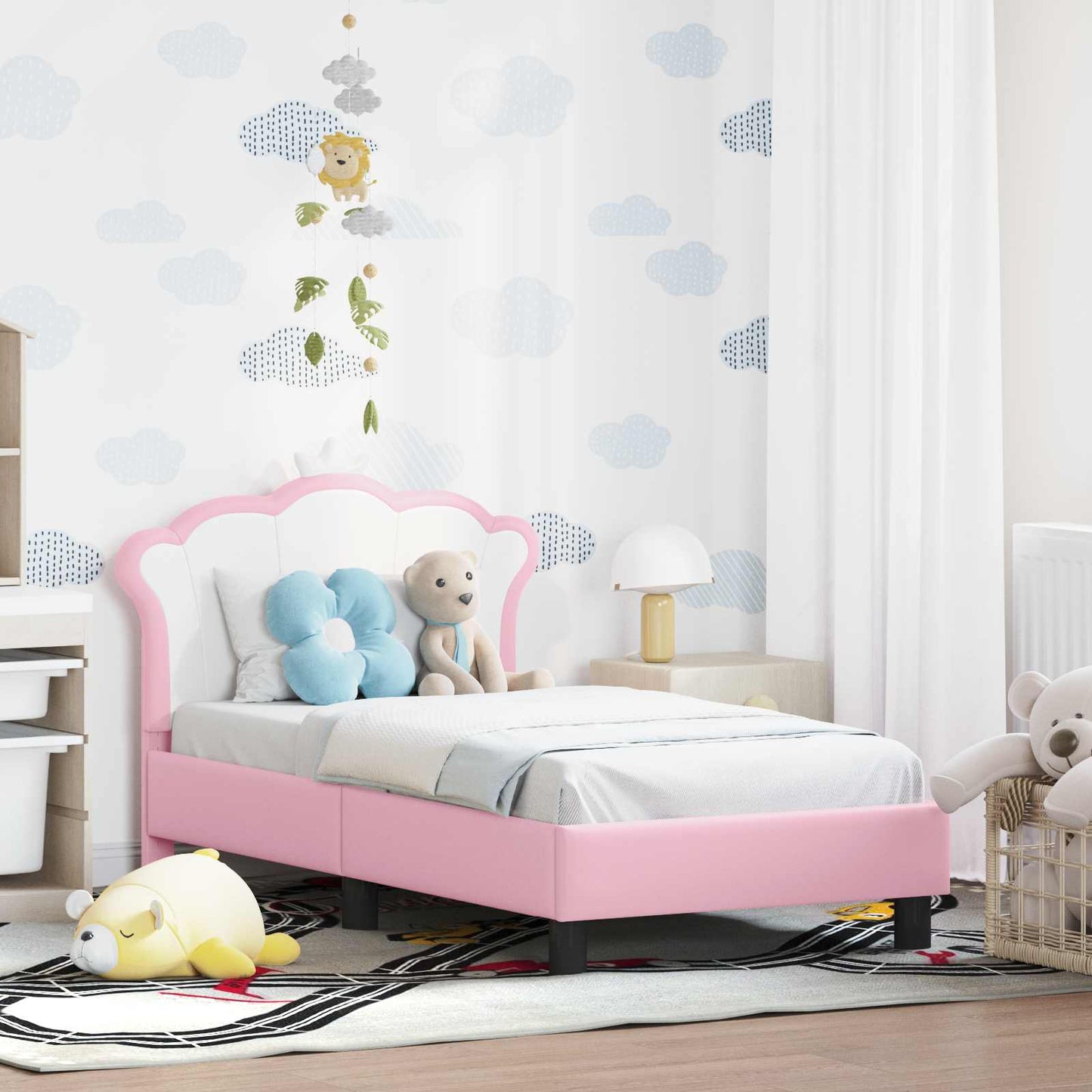 Kinderbettgestell mit Kopfteil Rosa 70 x 140 cm PU