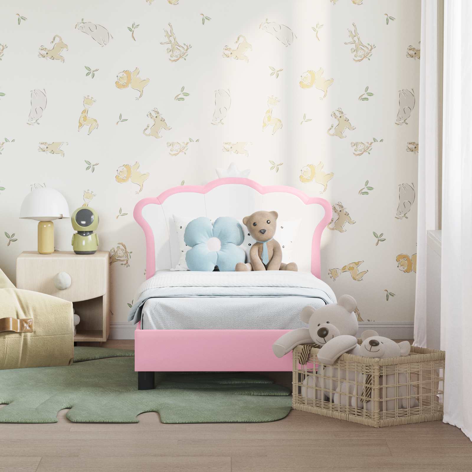 Kinderbettgestell mit Kopfteil Rosa 70 x 140 cm PU
