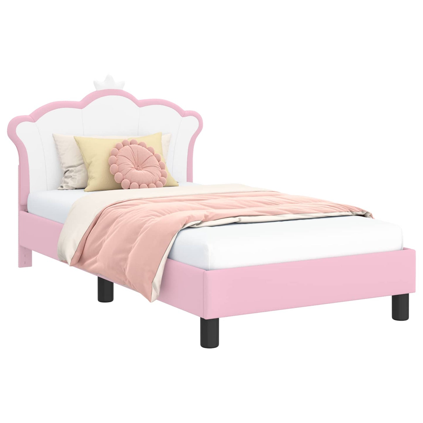 Kinderbettgestell mit Kopfteil Rosa 80 x 160 cm PU