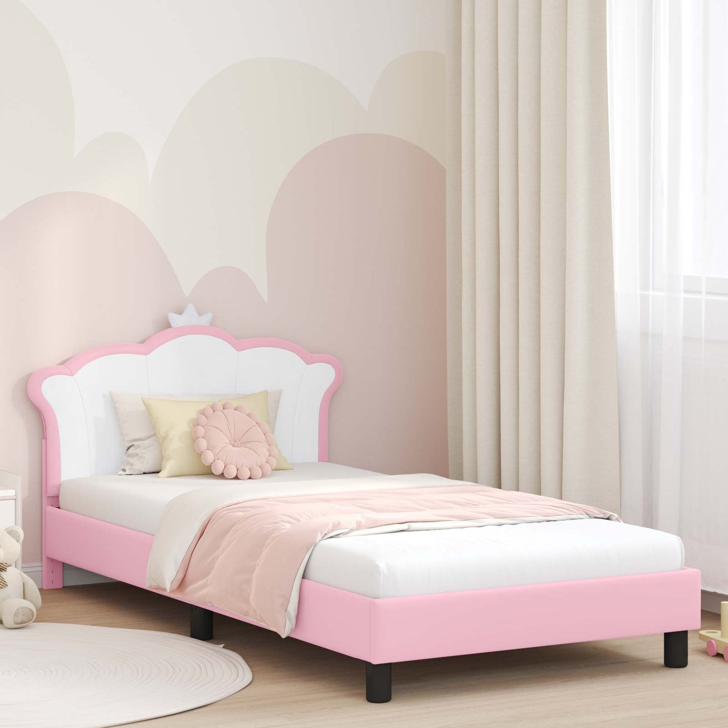 Kinderbettgestell mit Kopfteil Rosa 80 x 200 cm PU