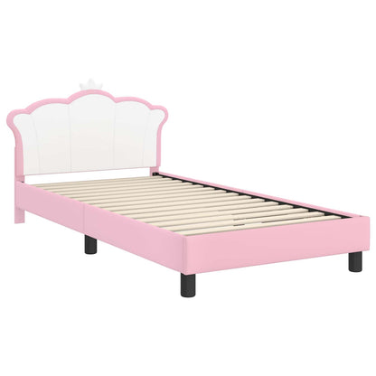 Kinderbettgestell mit Kopfteil Rosa 90 x 190 cm PU