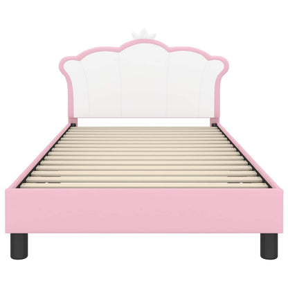 Kinderbettgestell mit Kopfteil Rosa 90 x 190 cm PU