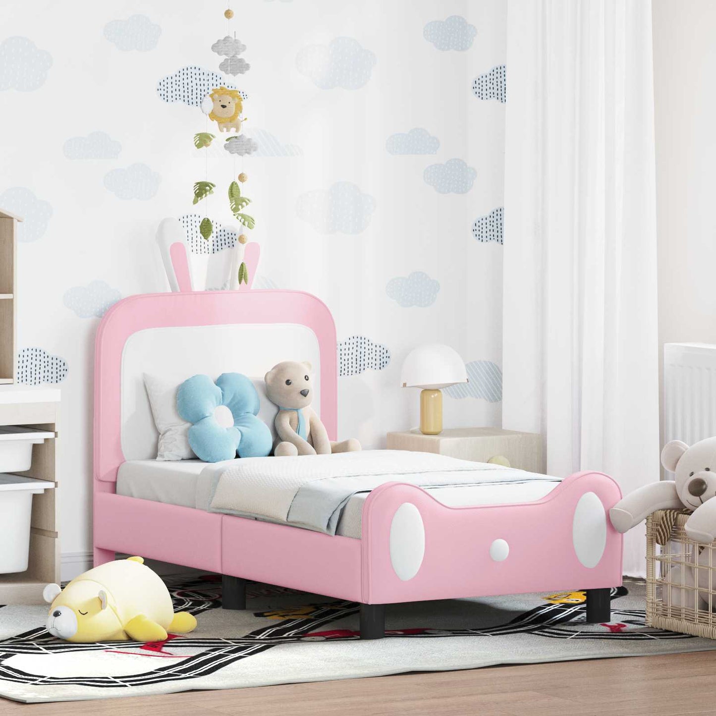 Kinderbettgestell mit Kopfteil Rosa 70 x 140 cm PU