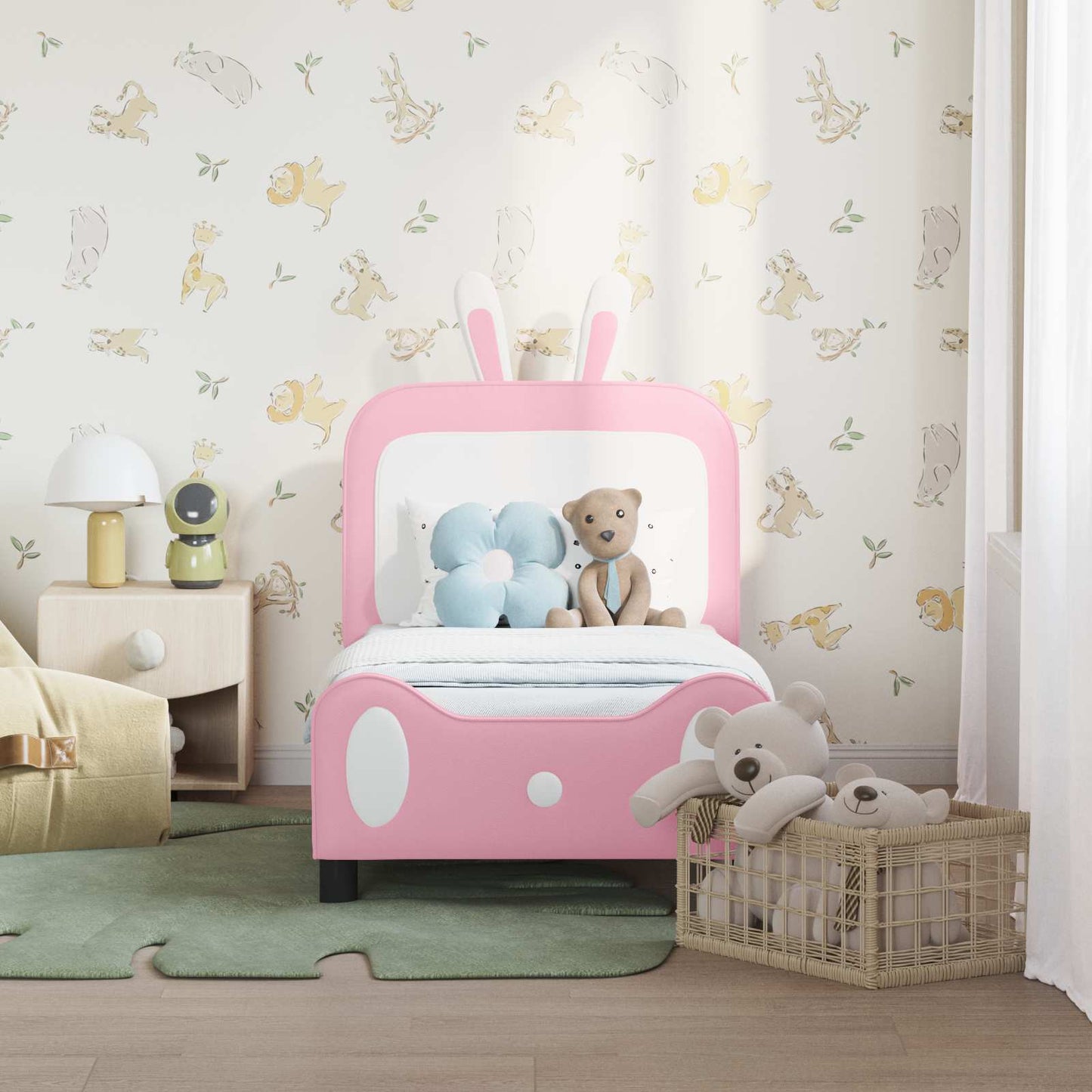 Kinderbettgestell mit Kopfteil Rosa 70 x 140 cm PU