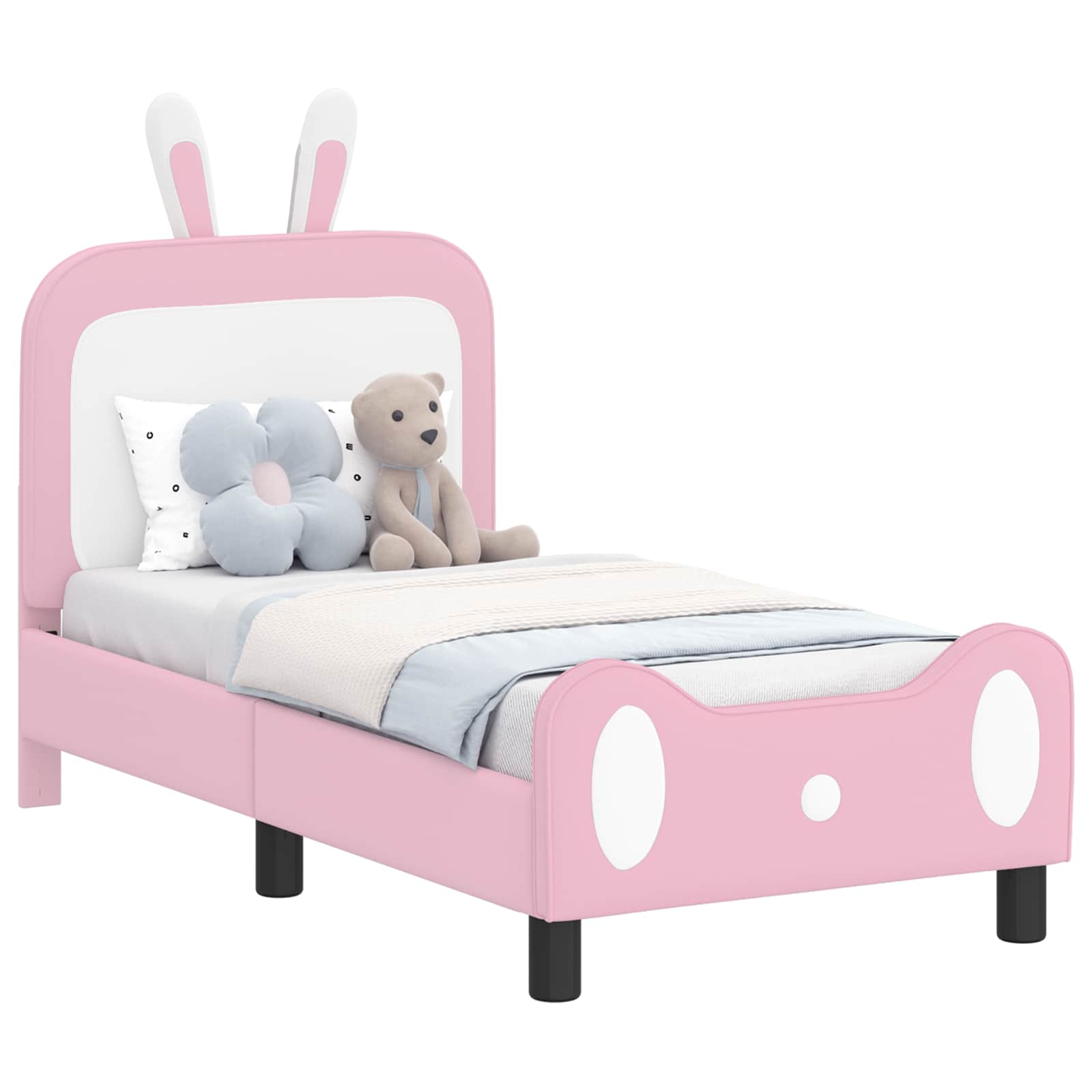 Kinderbettgestell mit Kopfteil Rosa 70 x 140 cm PU