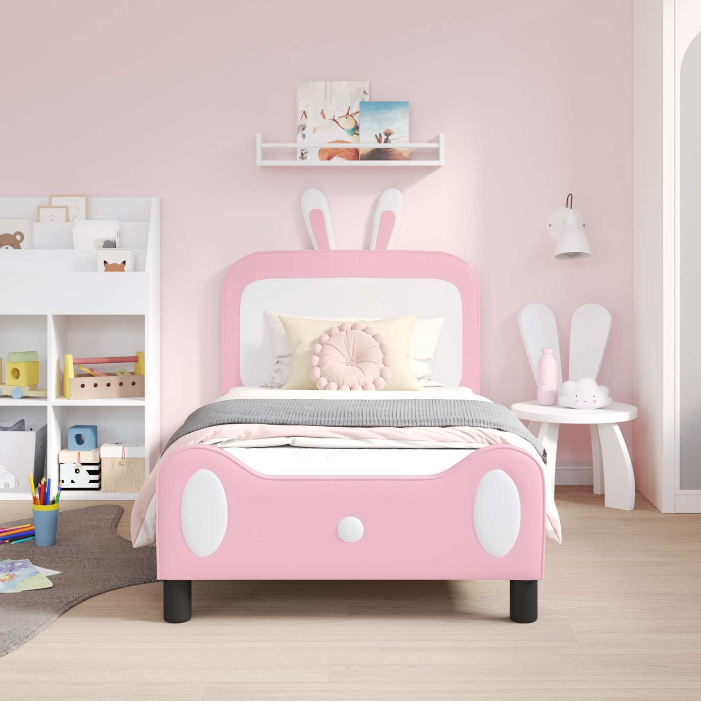 Kinderbettgestell mit Kopfteil Rosa 80 x 160 cm PU