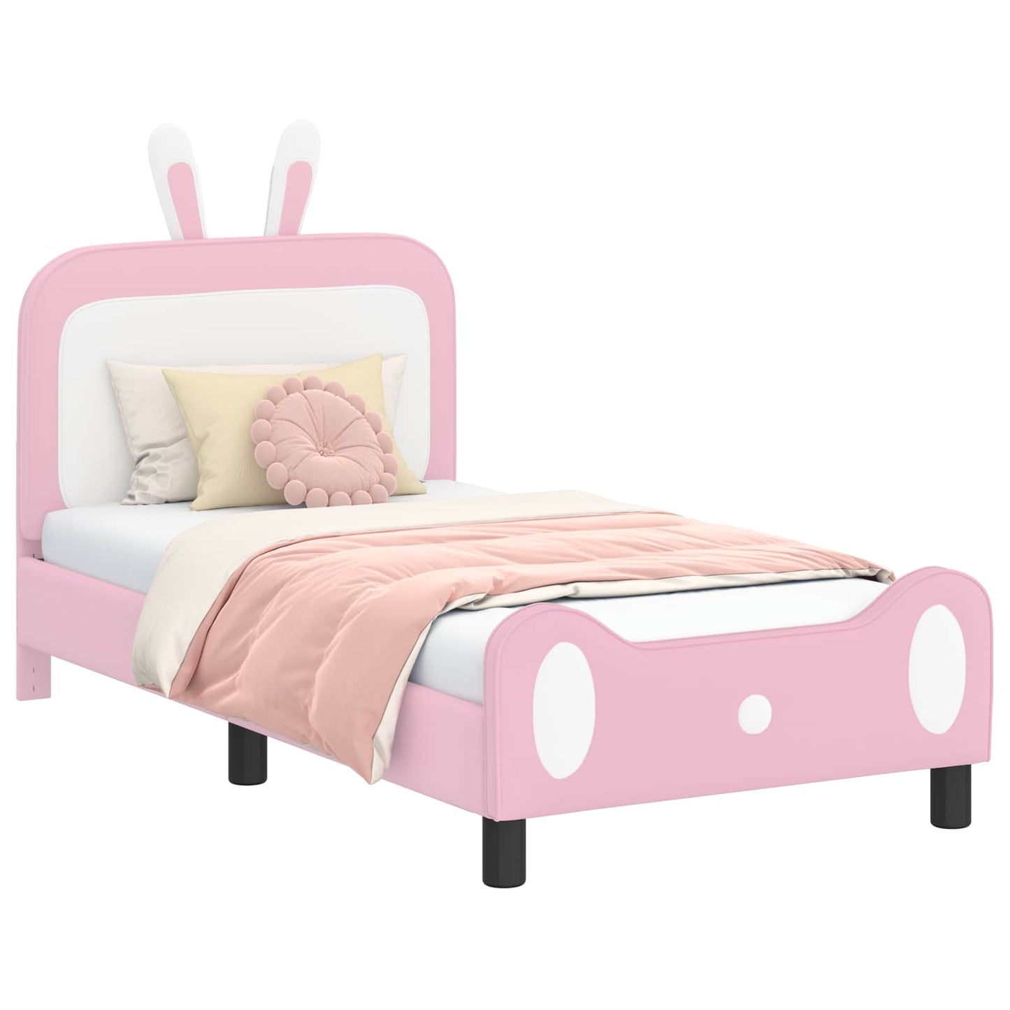 Kinderbettgestell mit Kopfteil Rosa 80 x 160 cm PU