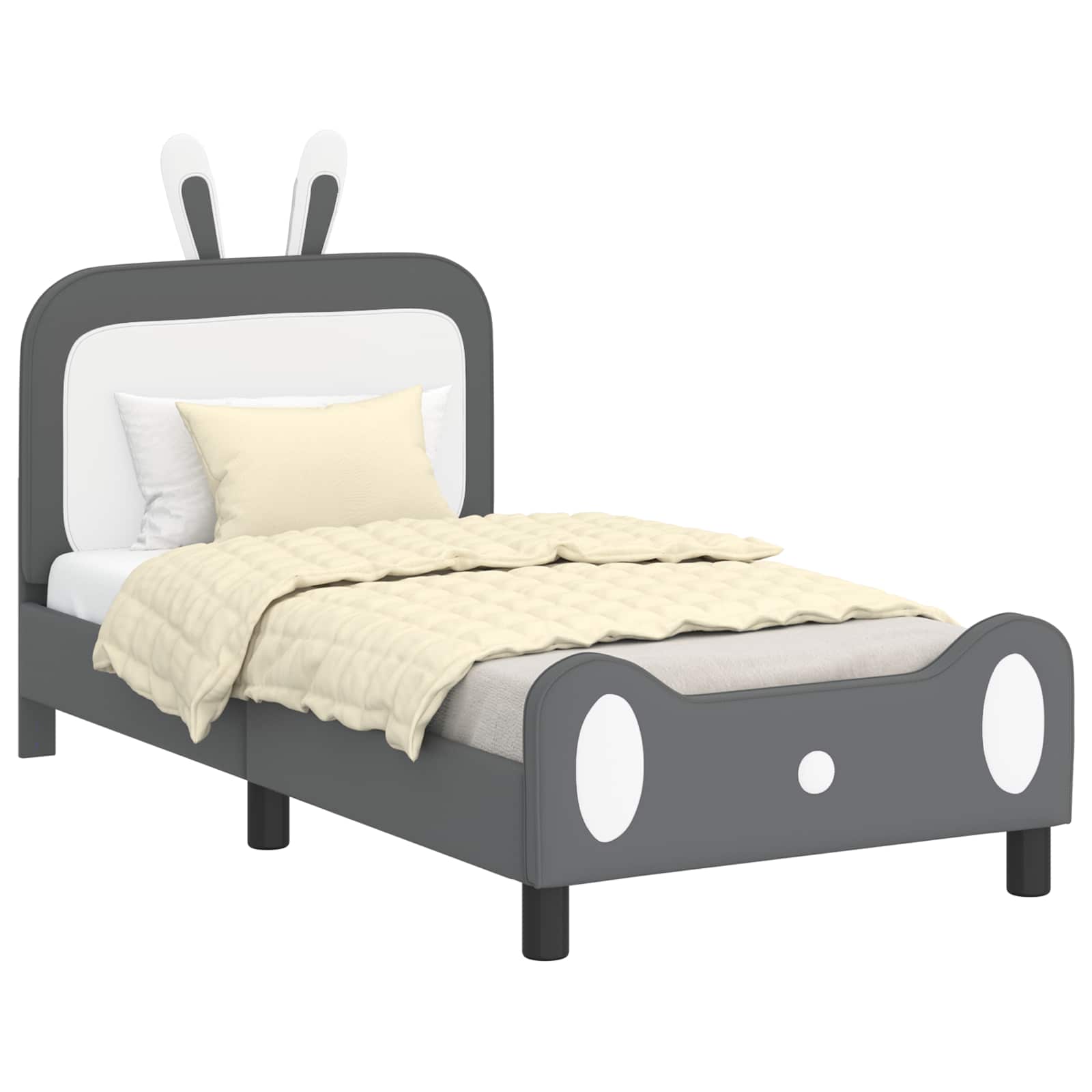 Kinderbettgestell mit Kopfteil Hellgrau 80 x 160 cm PU