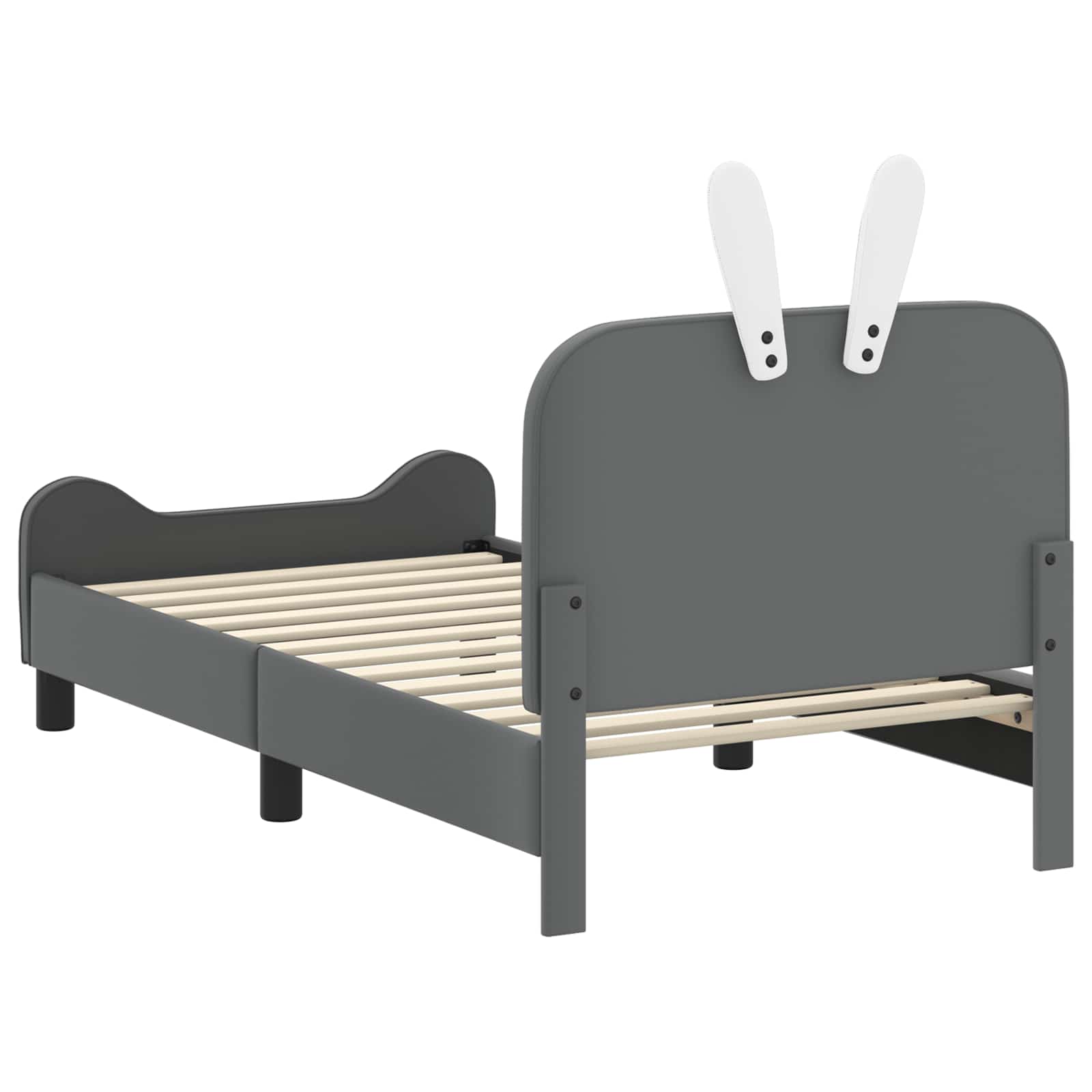Kinderbettgestell mit Kopfteil Hellgrau 80 x 160 cm PU