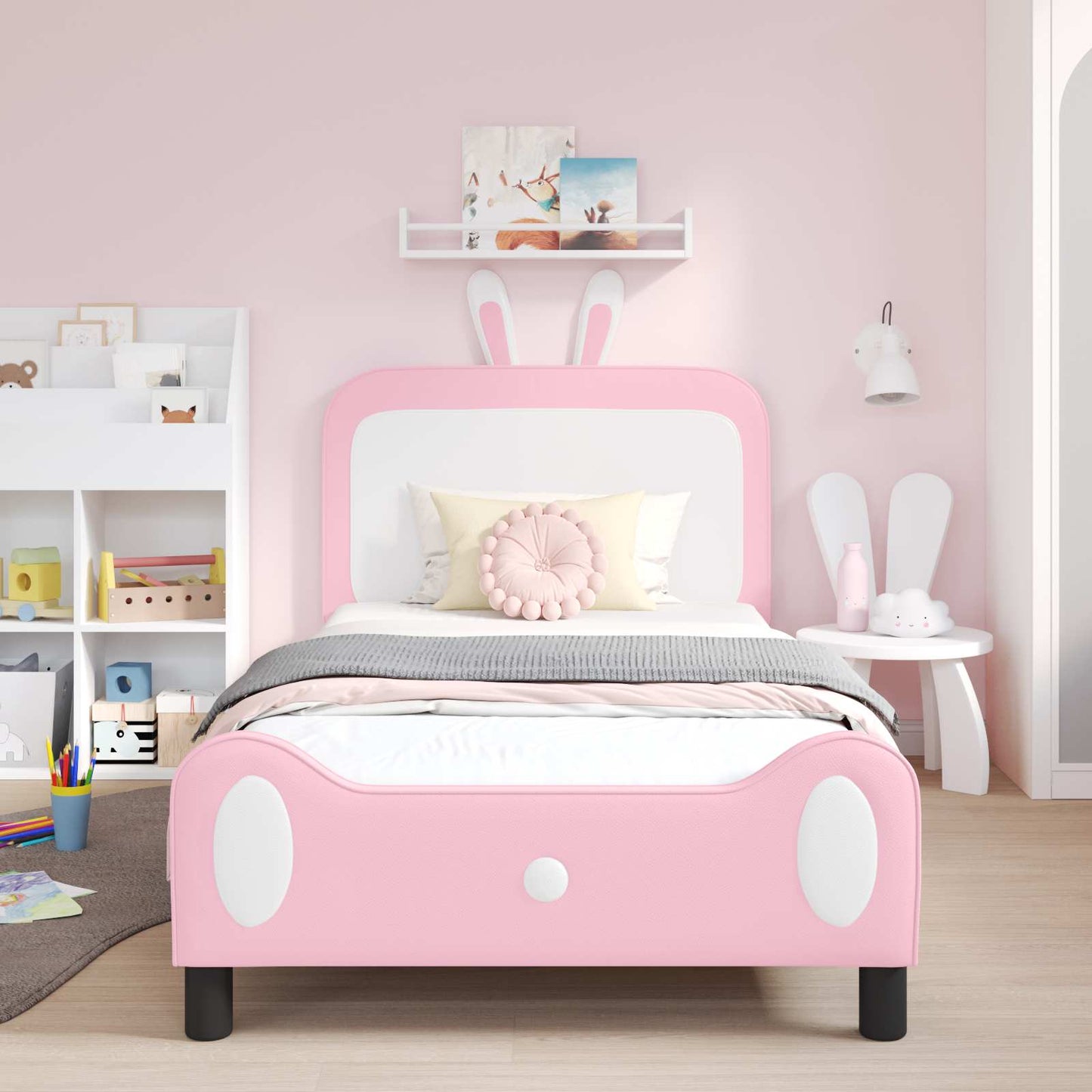 Kinderbettgestell mit Kopfteil Rosa 80 x 200 cm PU