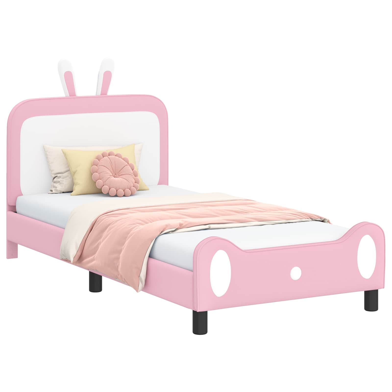 Kinderbettgestell mit Kopfteil Rosa 90 x 200 cm PU