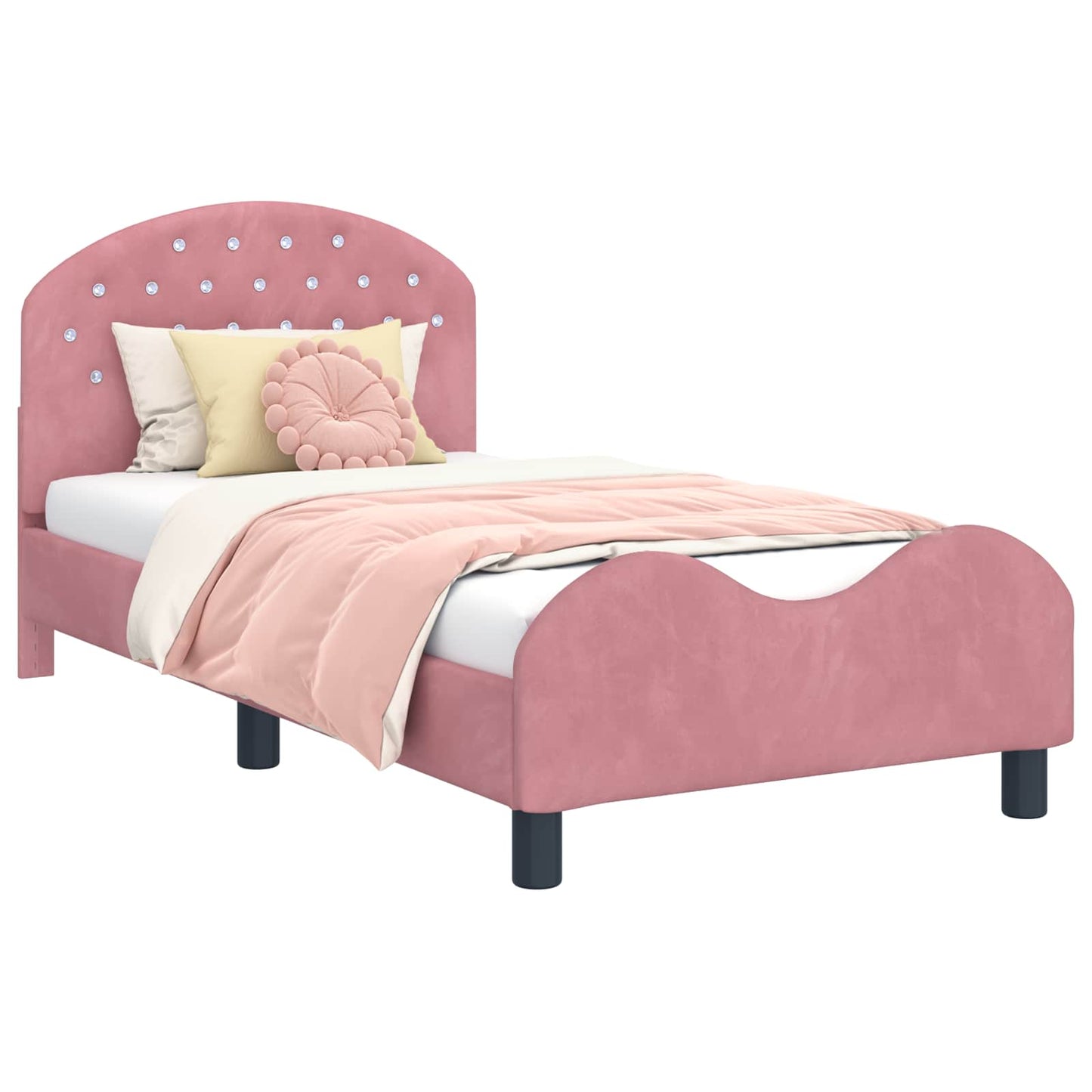 Kinderbettgestell mit Kopfteil Rosa 80 x 160 cm Samt