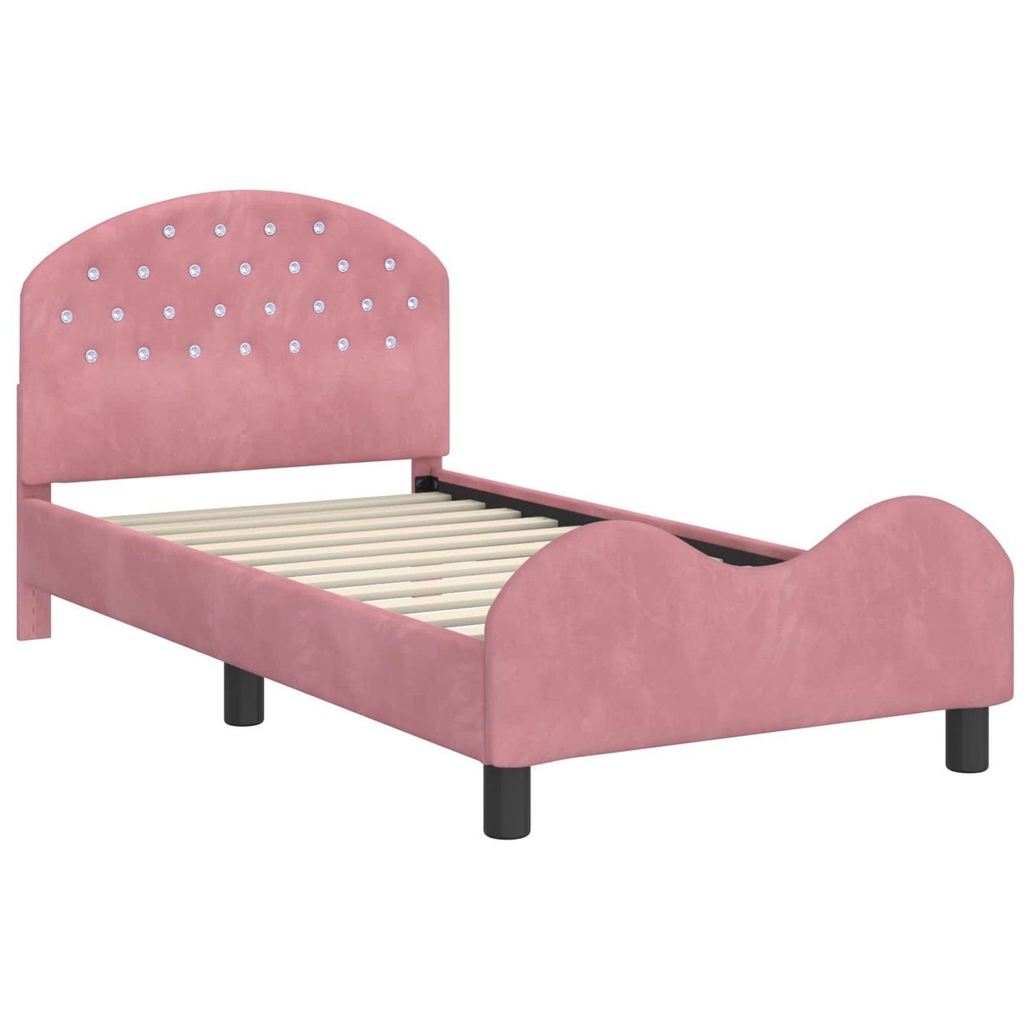 Kinderbettgestell mit Kopfteil Rosa 80 x 160 cm Samt