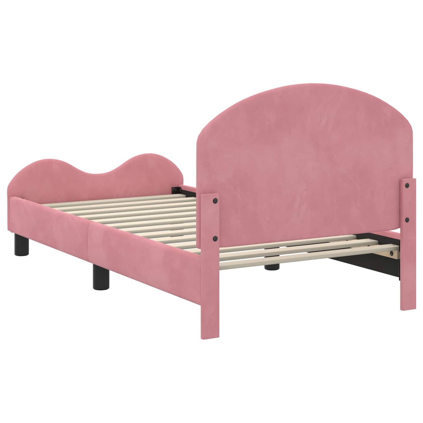 Kinderbettgestell mit Kopfteil Rosa 80 x 160 cm Samt