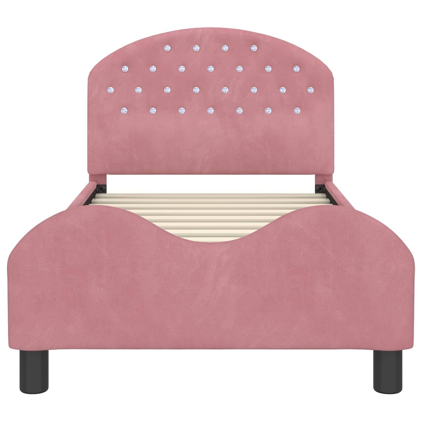 Kinderbettgestell mit Kopfteil Rosa 80 x 160 cm Samt