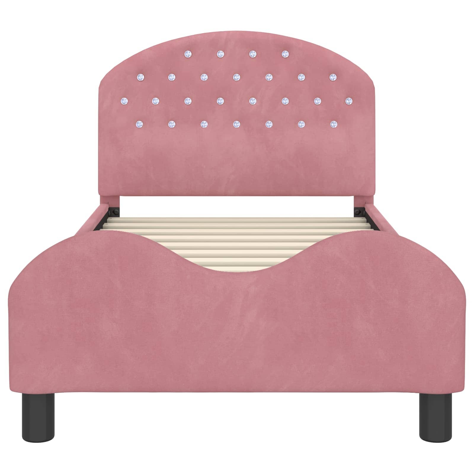 Kinderbettgestell mit Kopfteil Rosa 80 x 160 cm Samt
