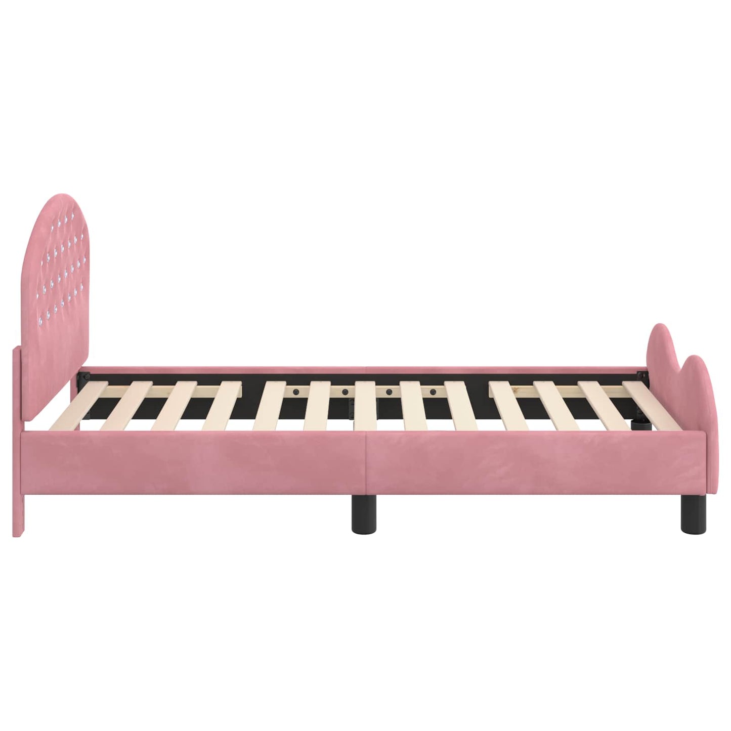 Kinderbettgestell mit Kopfteil Rosa 80 x 160 cm Samt