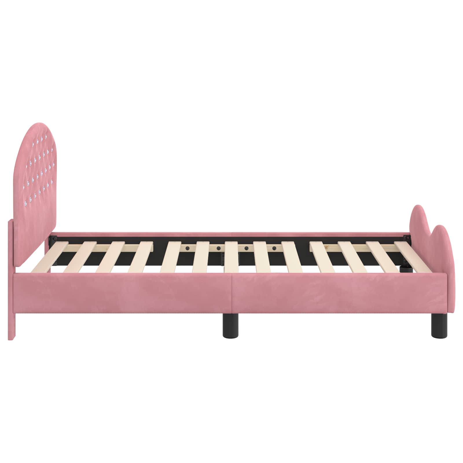 Kinderbettgestell mit Kopfteil Rosa 80 x 160 cm Samt