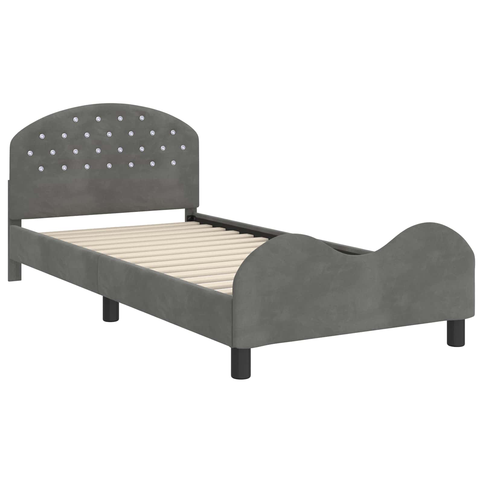 Kinderbettgestell mit Kopfteil Dunkelgrau 80 x 200 cm Samt