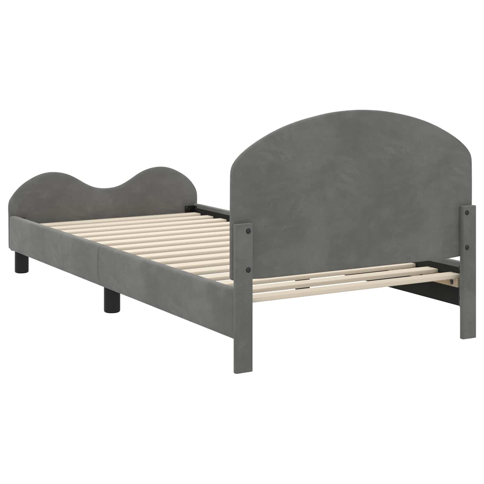 Kinderbettgestell mit Kopfteil Dunkelgrau 90 x 200 cm Samt