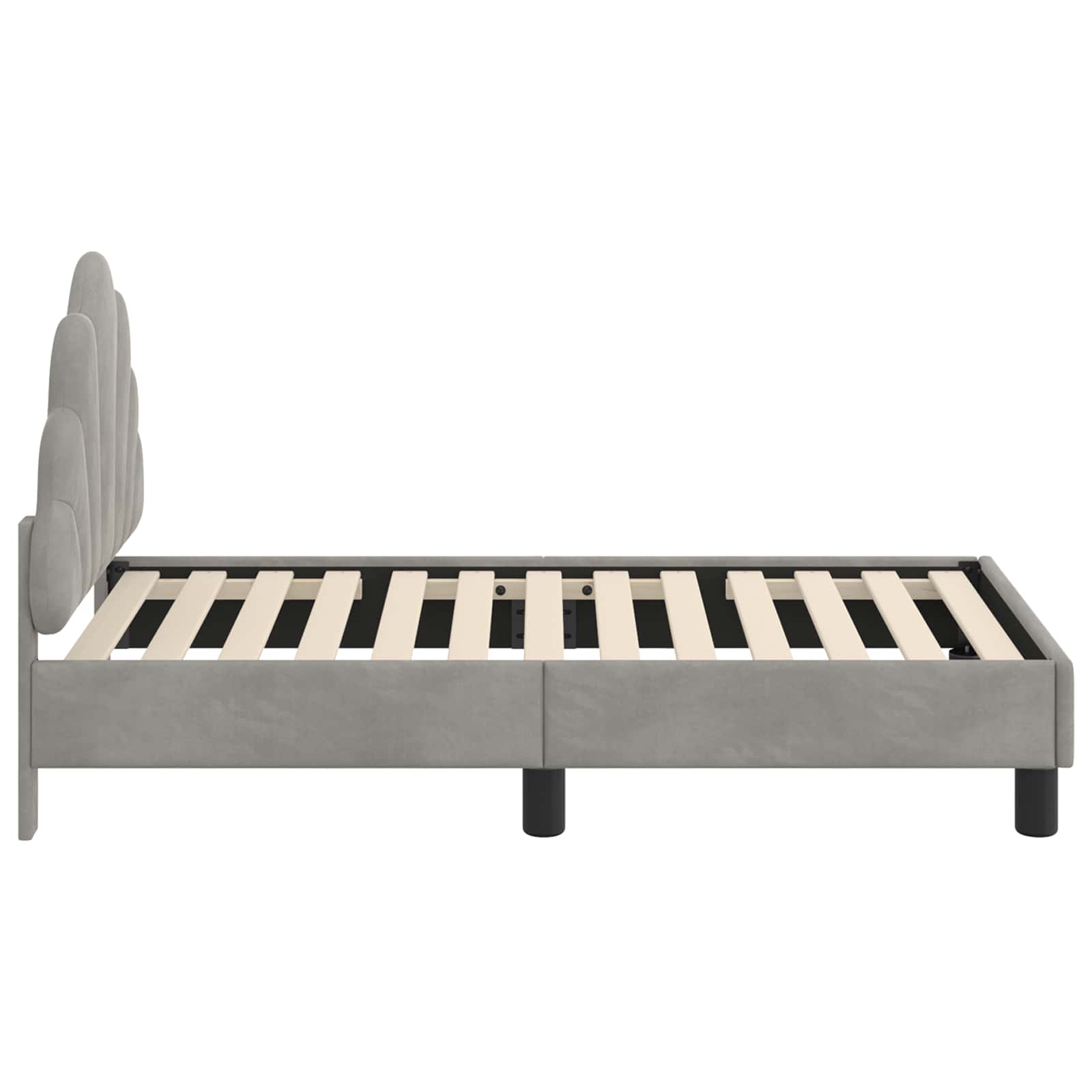 Kinderbettgestell mit Kopfteil Hellgrau 70 x 140 cm Samt